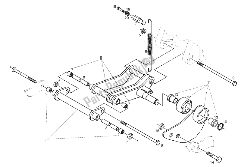 Toutes les pièces pour le Support Moteur (2) du Derbi Boulevard 125 CC 4T E3 2008