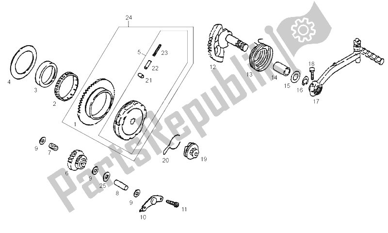 All parts for the Starter Assembly of the Derbi DFW 50 CC E2 2005