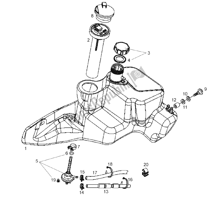 Todas las partes para Tanque de Derbi Boulevard 125 CC 4T E3 2008