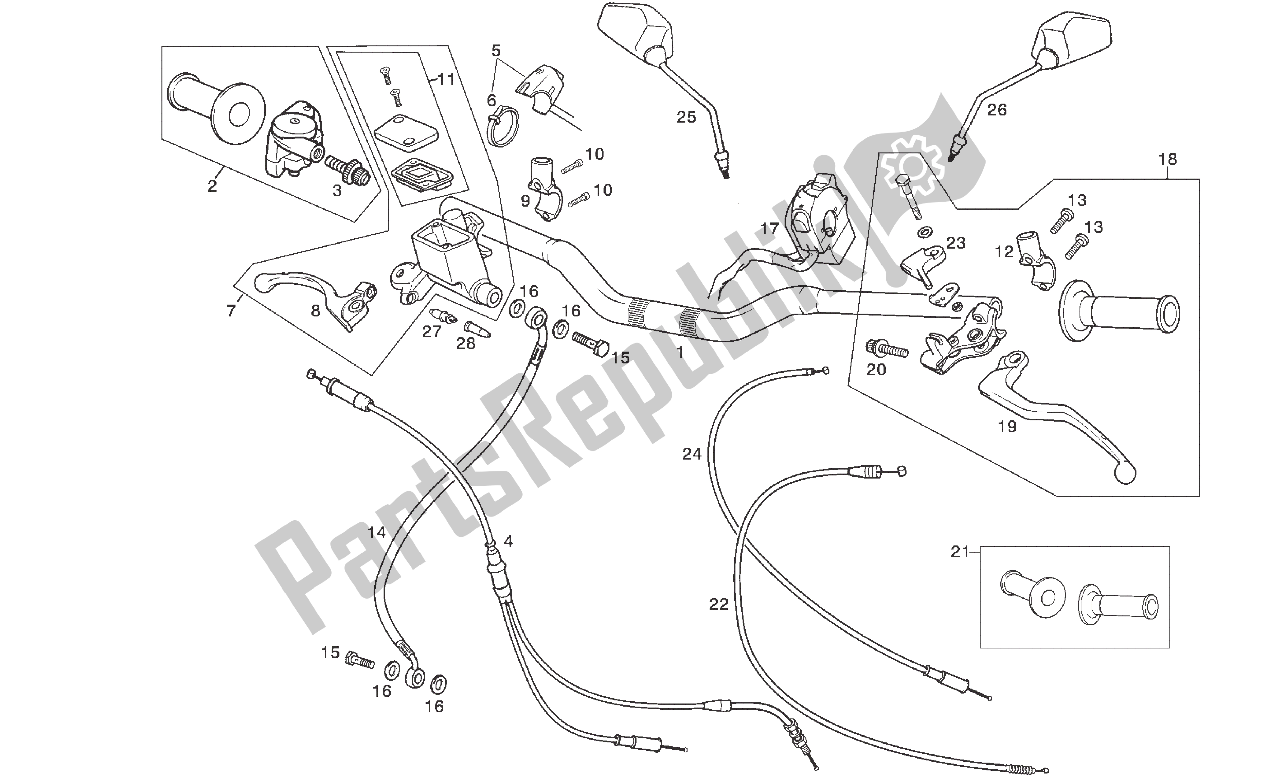 Toutes les pièces pour le Guidon Et Commandes du Derbi Senda DRD SM 50 2005 - 2007