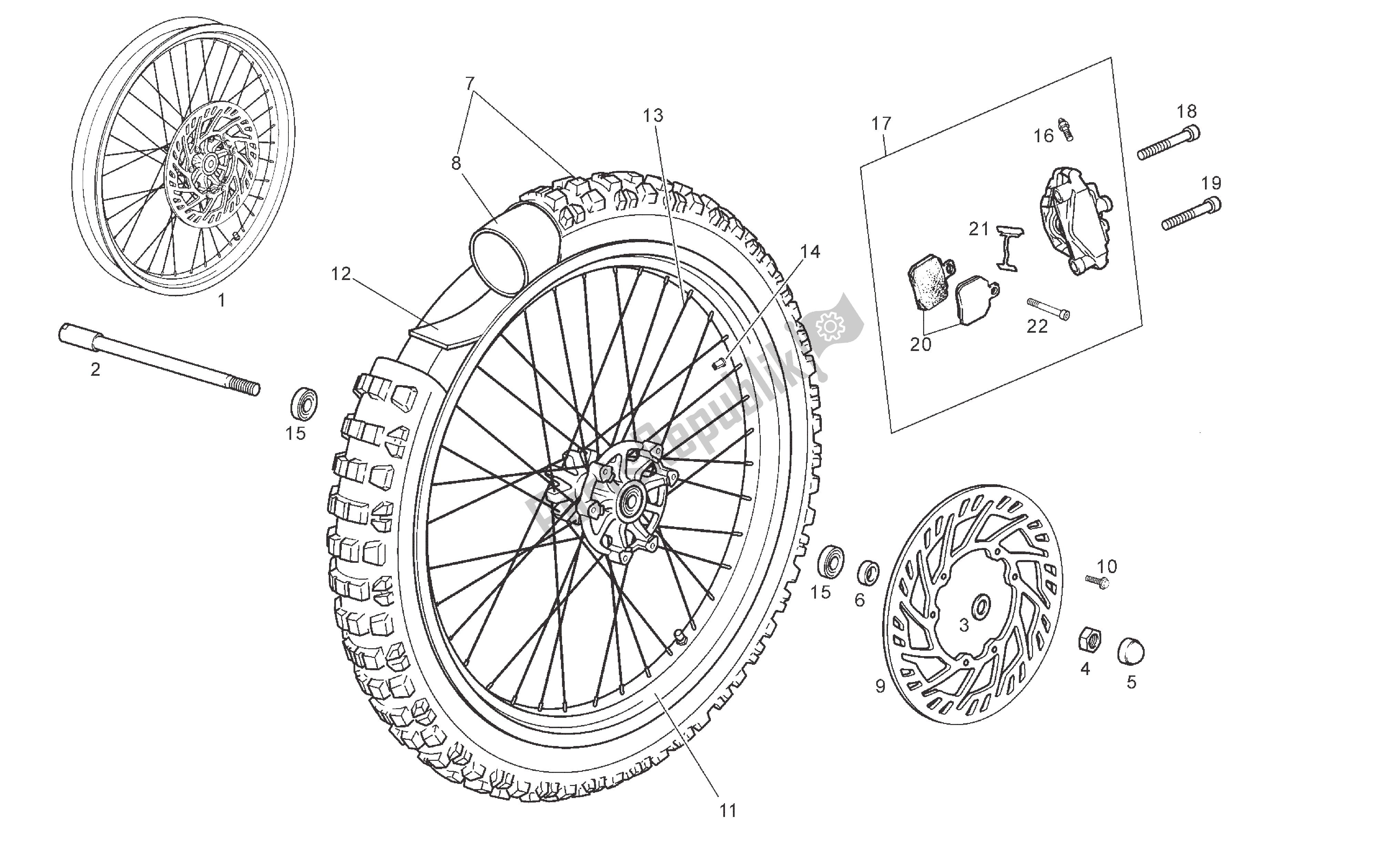 Toutes les pièces pour le Roue Avant du Derbi Senda DRD SM 50 2005 - 2007