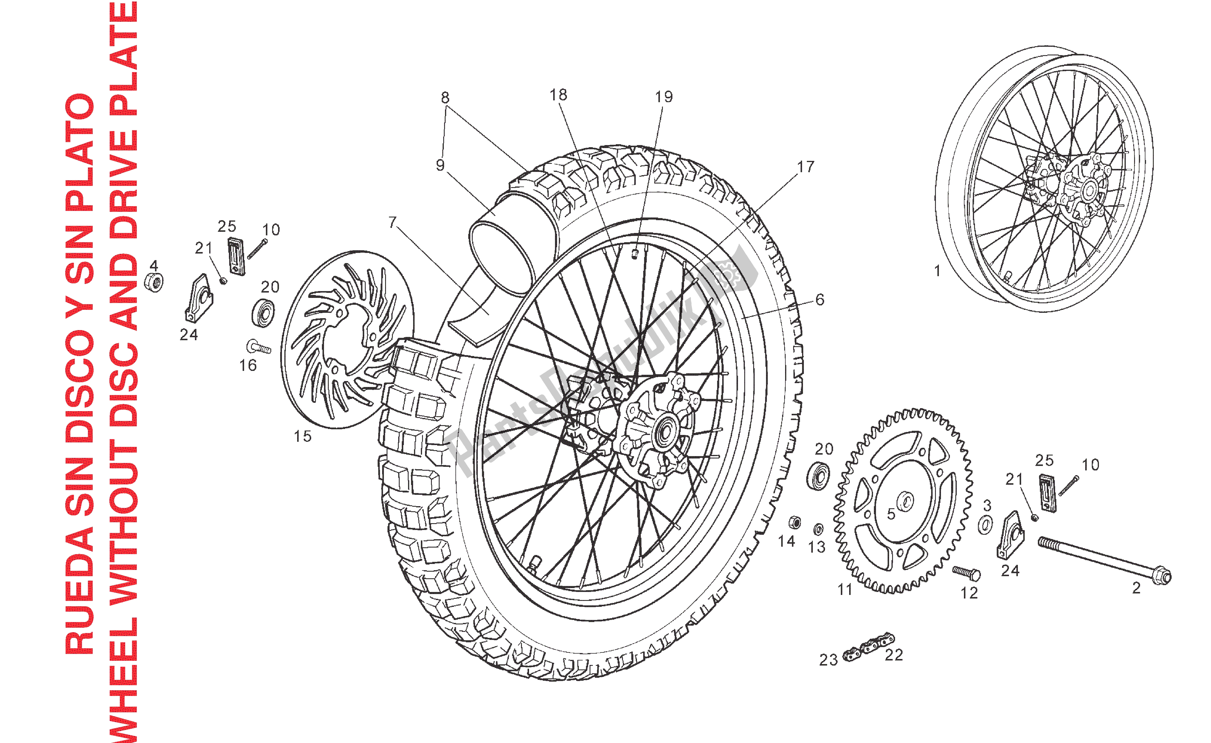 Entretoise roue avant, arrière gauche derbi drd pro - pièce détachée