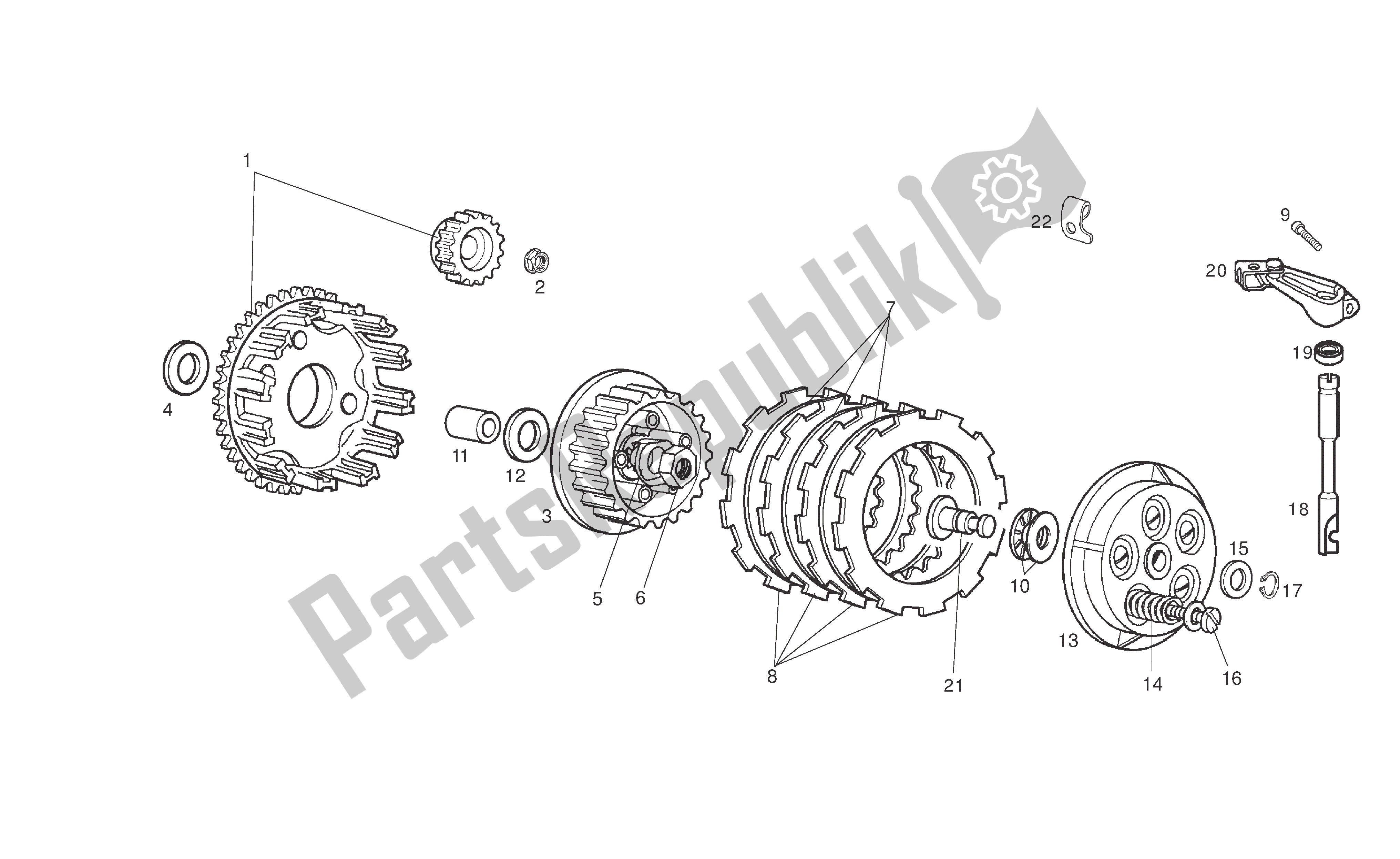 All parts for the Clutch of the Derbi Senda DRD SM 50 2005 - 2007