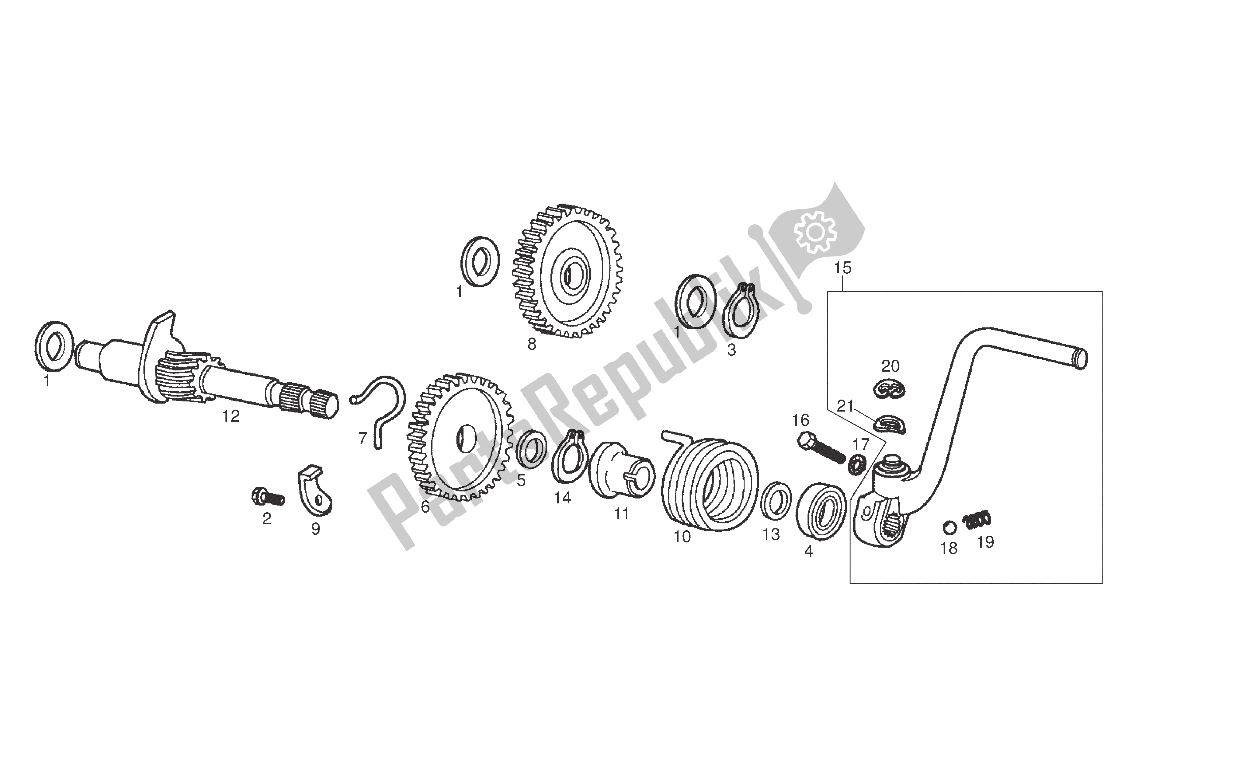 Toutes les pièces pour le Kickstarter du Derbi Senda DRD SM 50 2005 - 2007