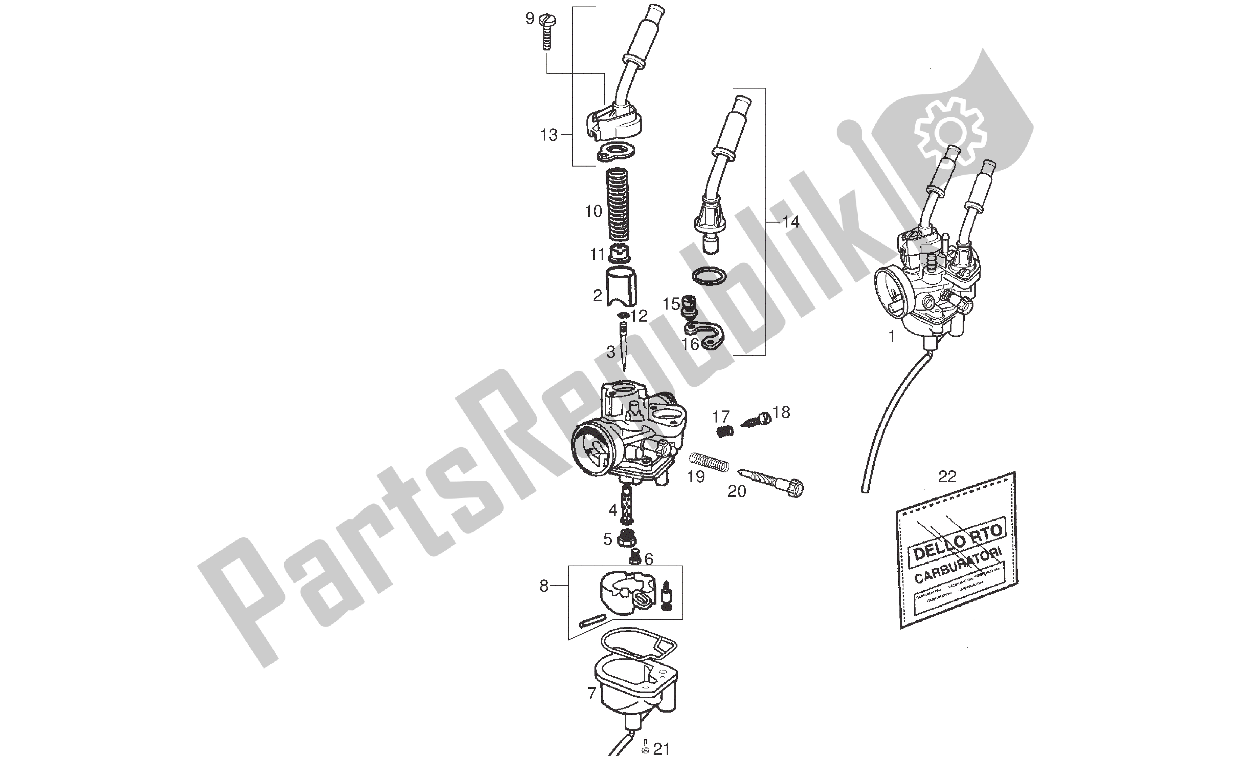 Toutes les pièces pour le Carburateur du Derbi Senda DRD SM 50 2005 - 2007