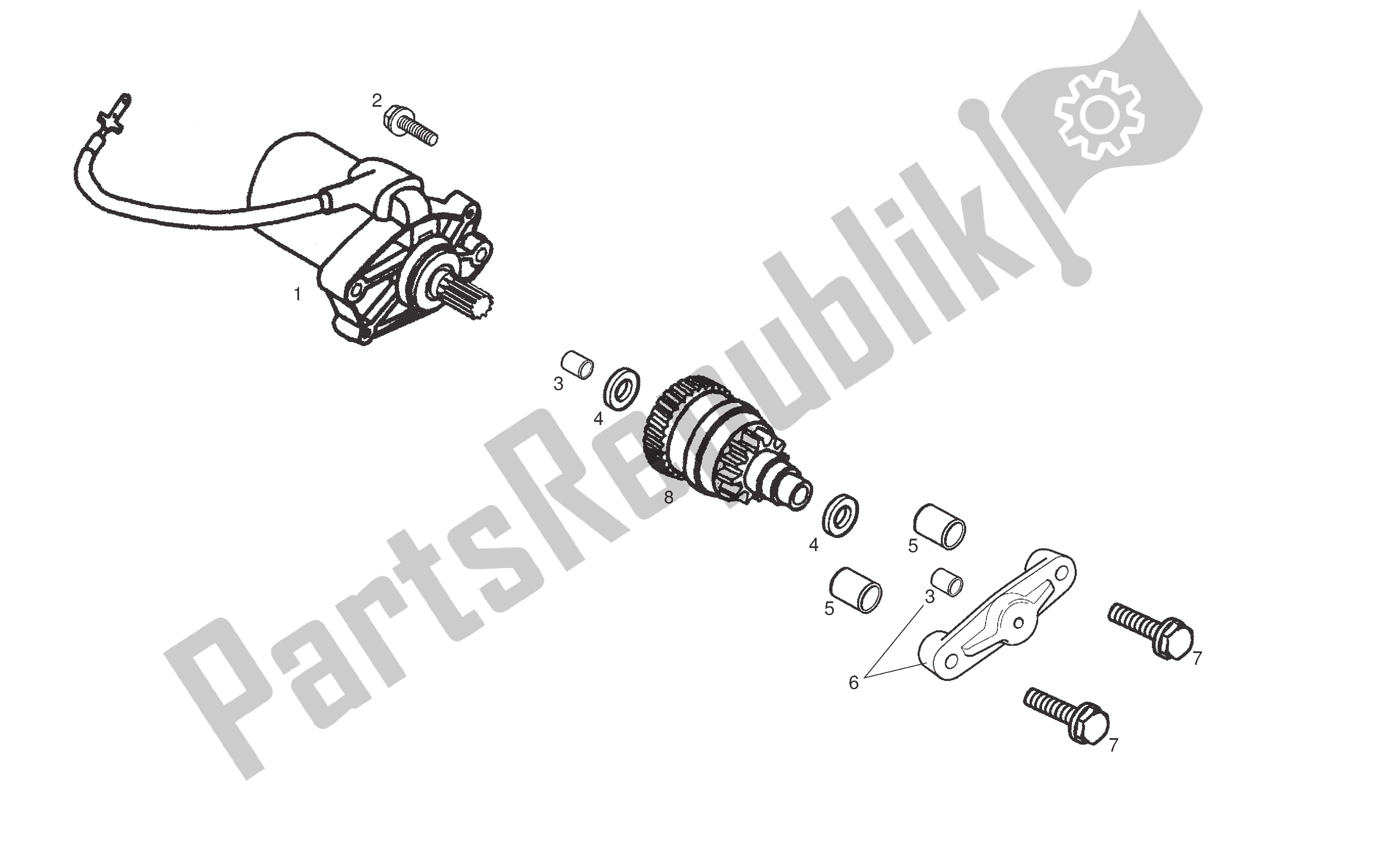 All parts for the Starter Engine of the Derbi Senda DRD SM 50 2005 - 2007