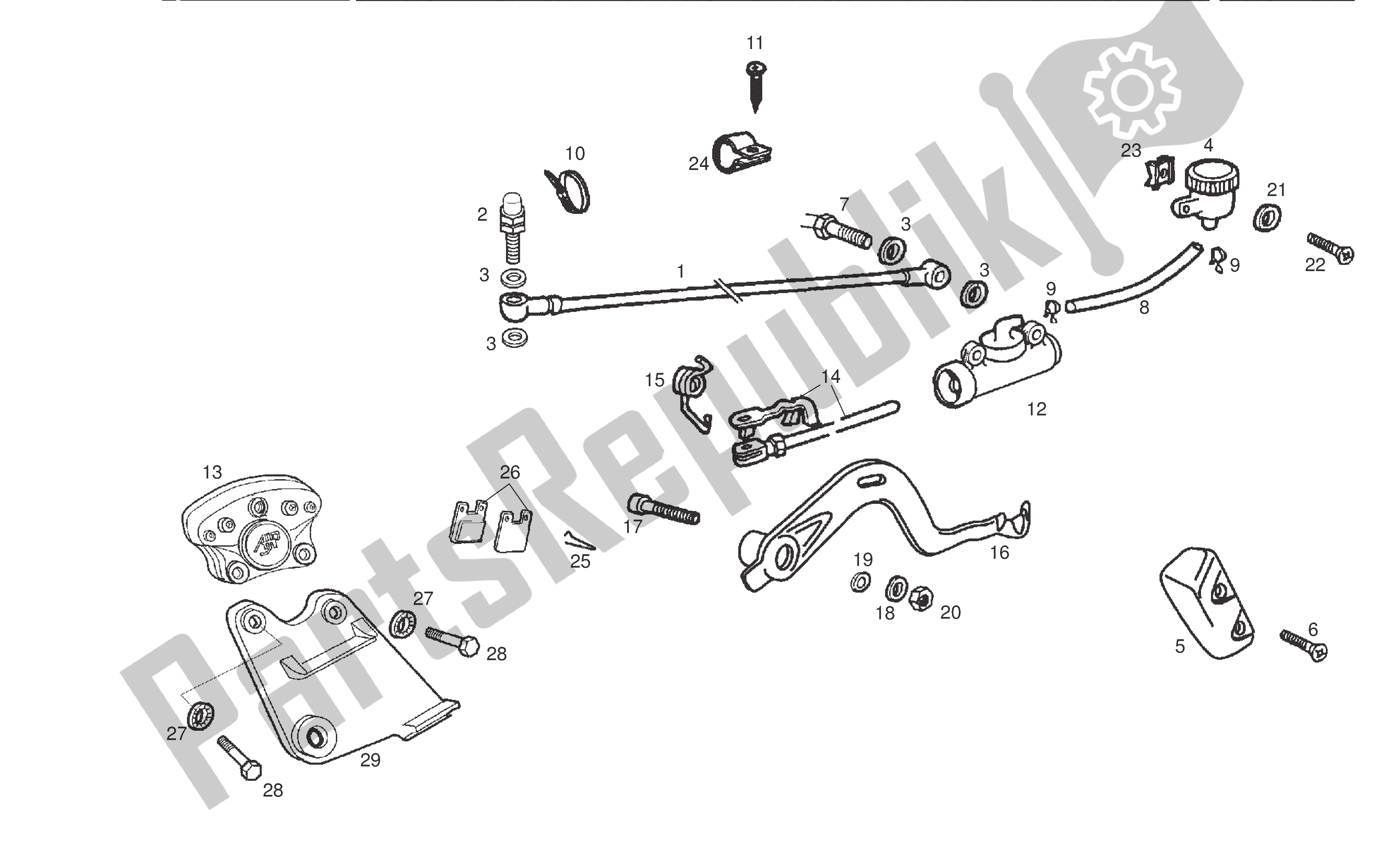 All parts for the Rear Brake of the Derbi Senda DRD SM 50 2005 - 2008