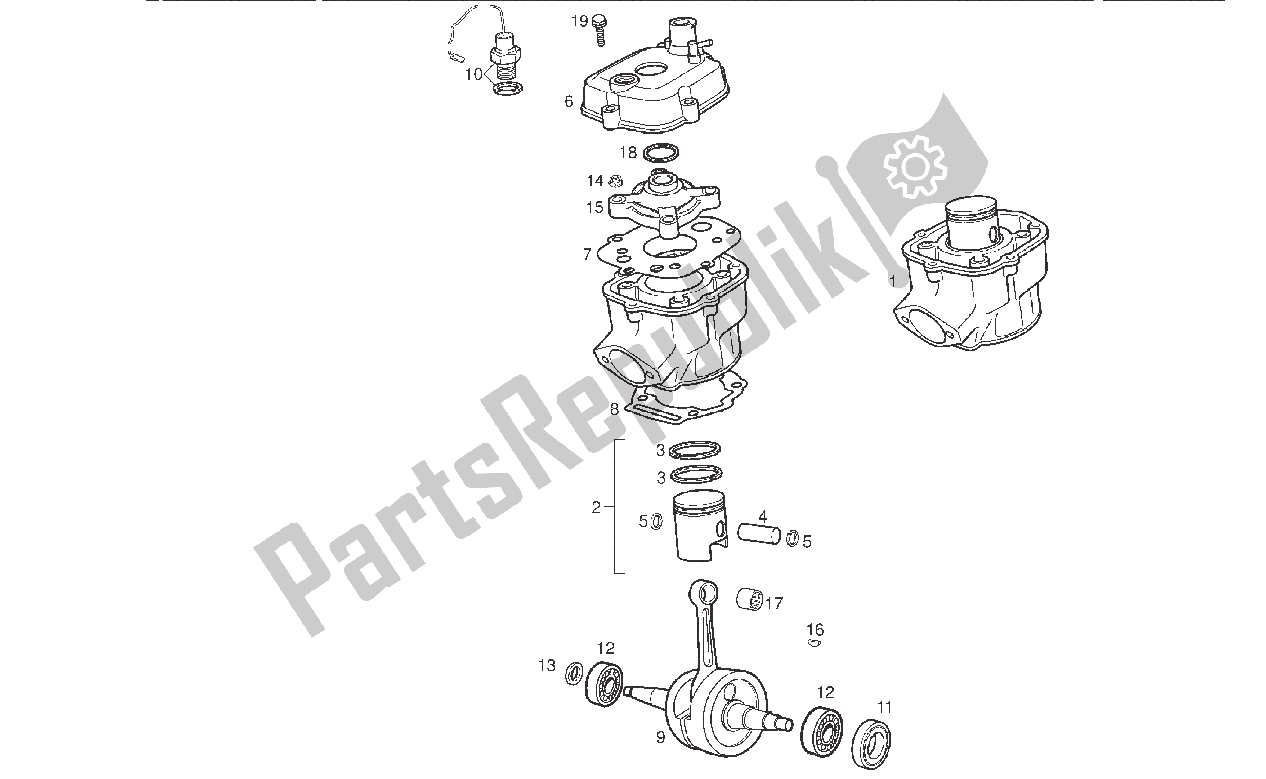 Toutes les pièces pour le Villebrequin - Cylindre - Culasse du Derbi Senda DRD SM 50 2005 - 2008