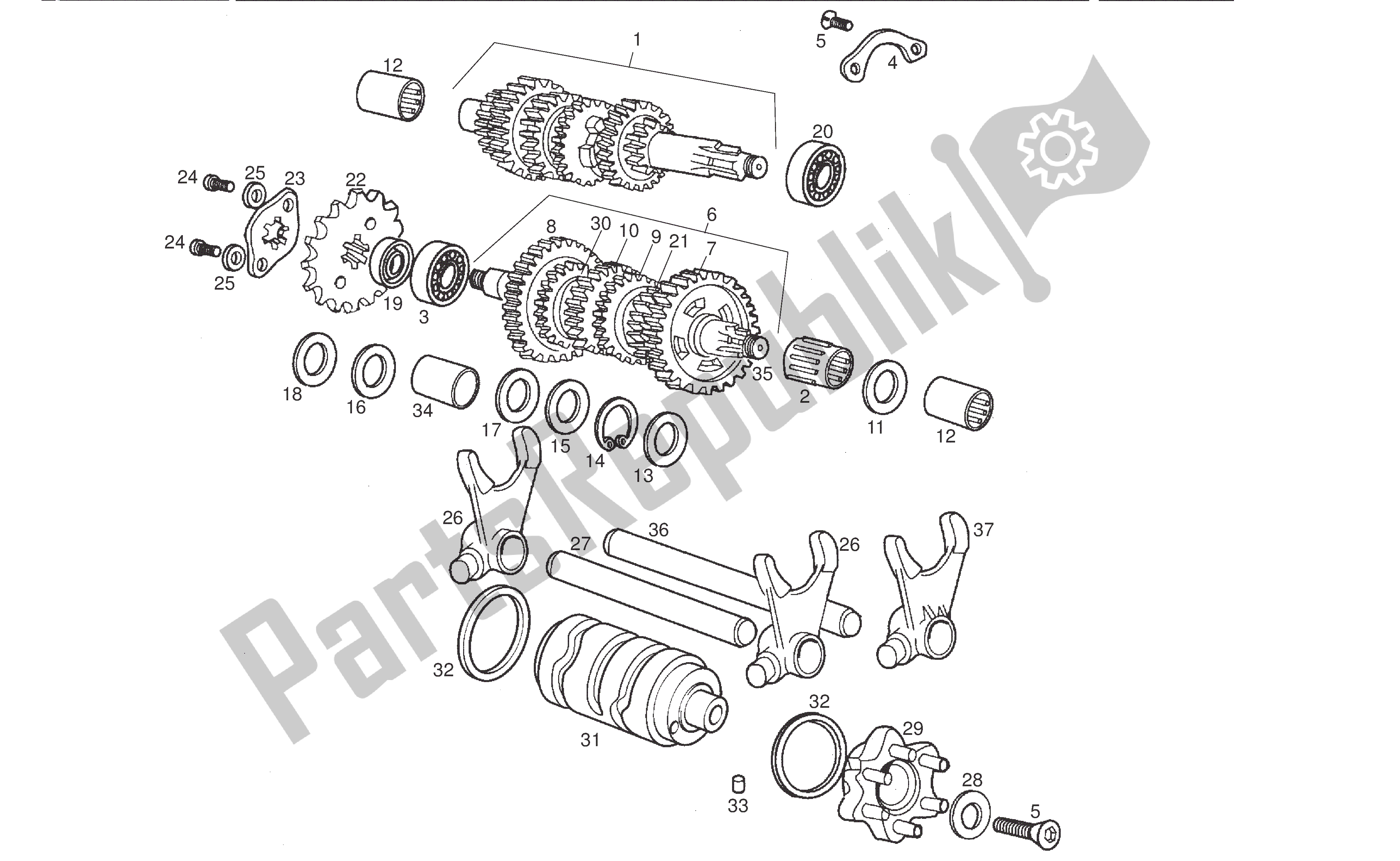 All parts for the Drive Shaft of the Derbi Senda DRD SM 50 2005 - 2008