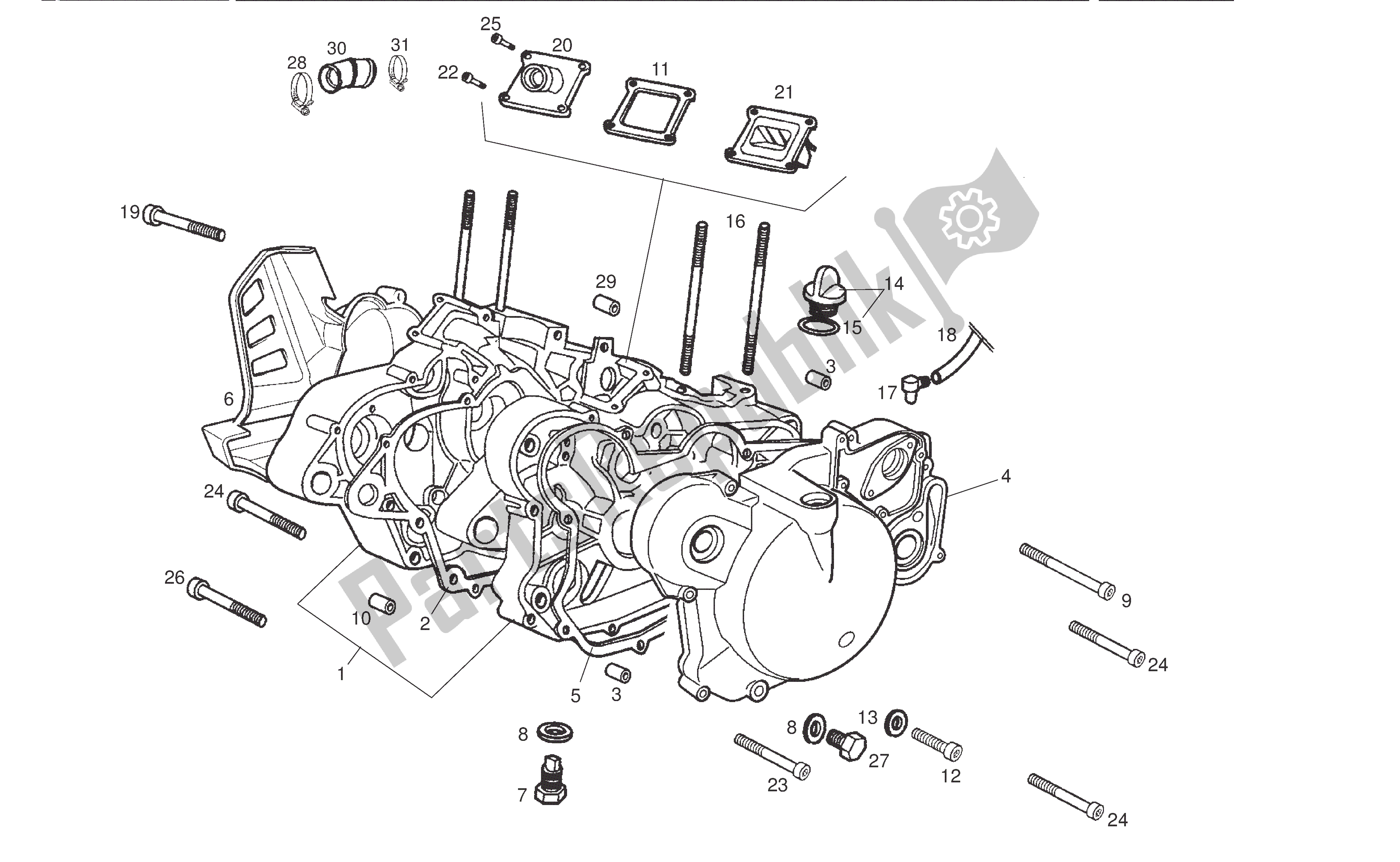 All parts for the Cranckase of the Derbi Senda DRD SM 50 2005 - 2008