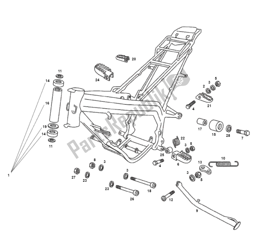 Toutes les pièces pour le Frame du Derbi Senda R X Treme 2007 E2 3 ED N. M. 50 2007