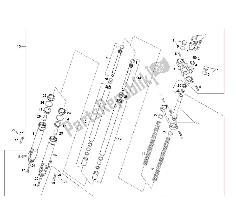 All parts for the Front Fork of the Derbi Senda R X Treme 2007 E2 3 ED N. M. 50 2007