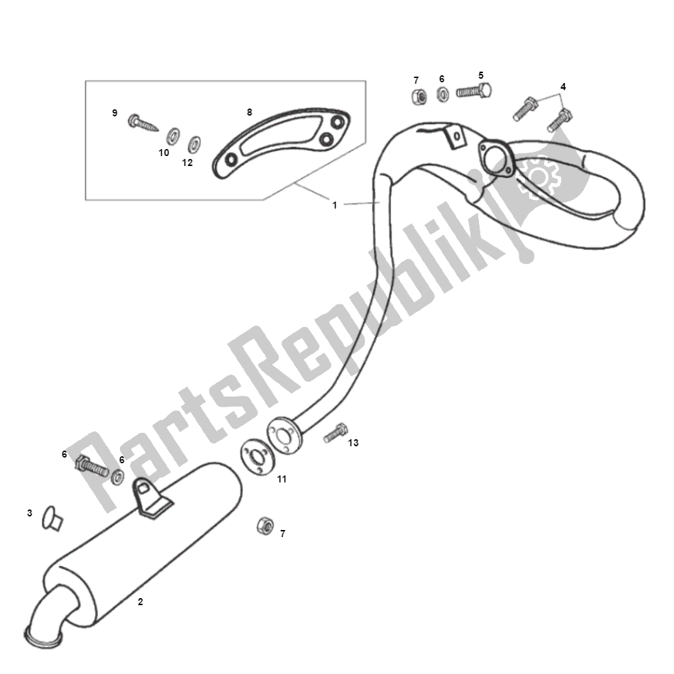 All parts for the Exhaust of the Derbi Senda R X Treme 2007 E2 3 ED N. M. 50 2007