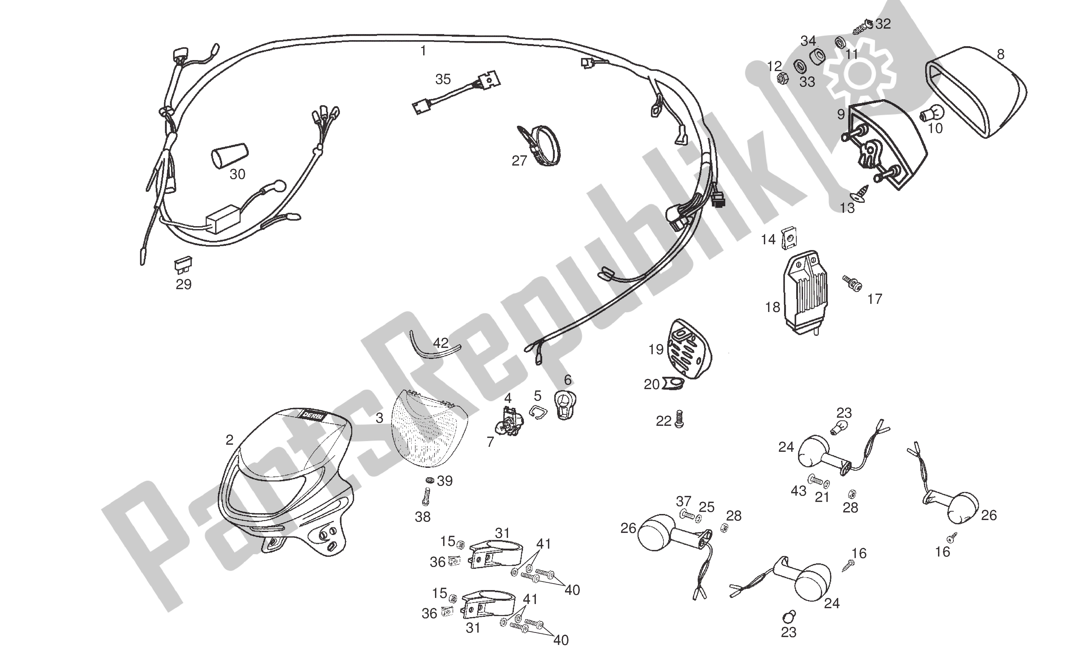 All parts for the Lighting Equipment of the Derbi Senda DRD SM 50 2006