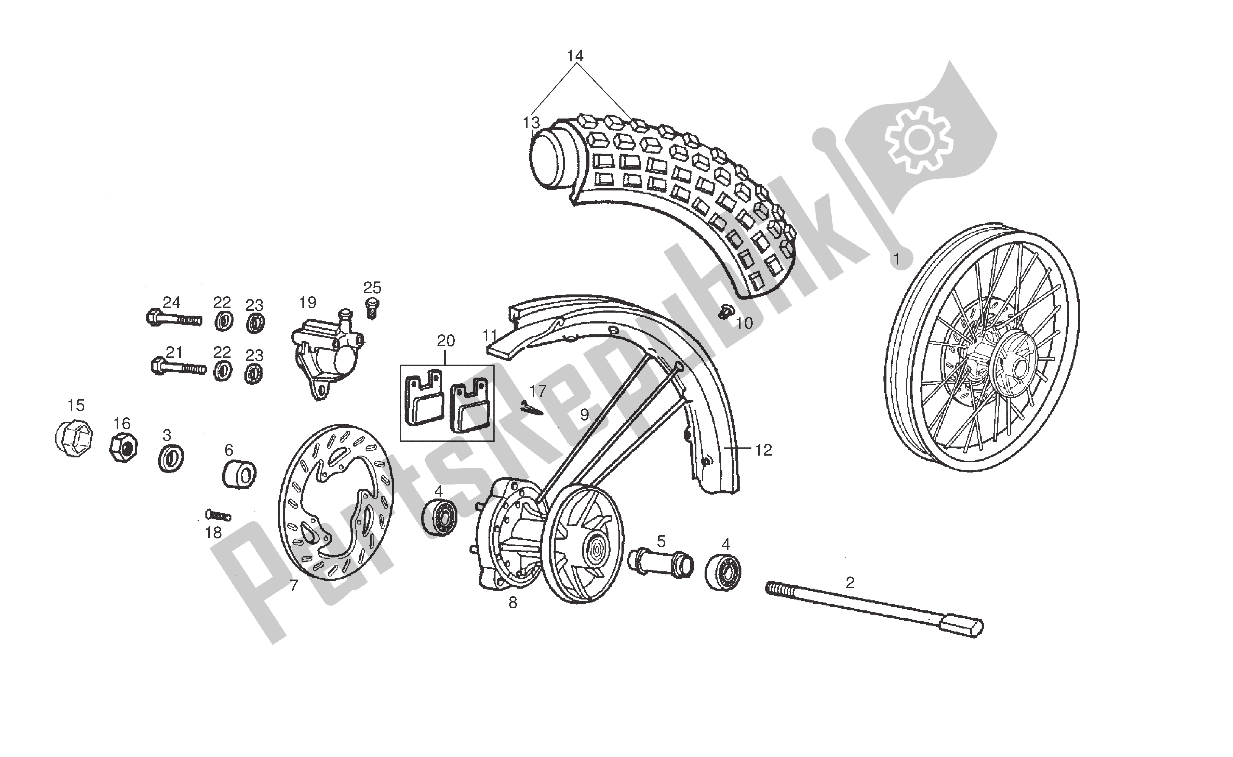 All parts for the Front Wheel of the Derbi Senda DRD SM 50 2006