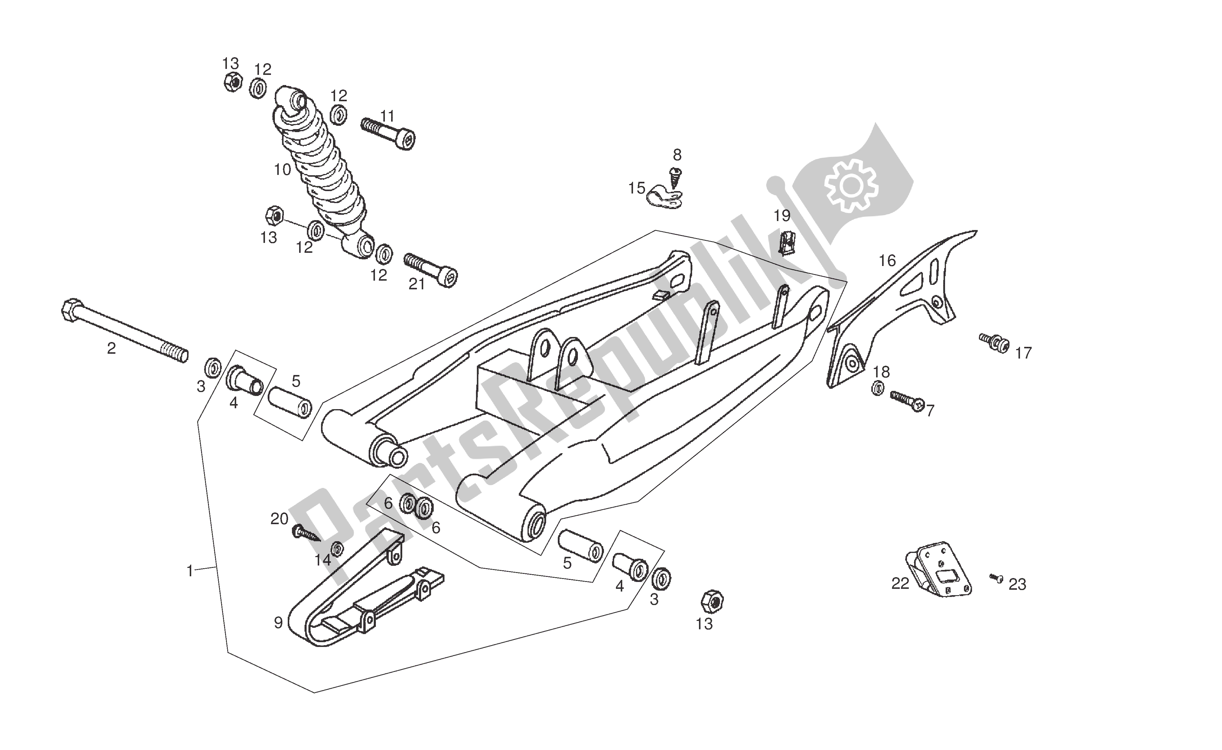 All parts for the Swing Arm - Shock Absorber of the Derbi Senda DRD SM 50 2007