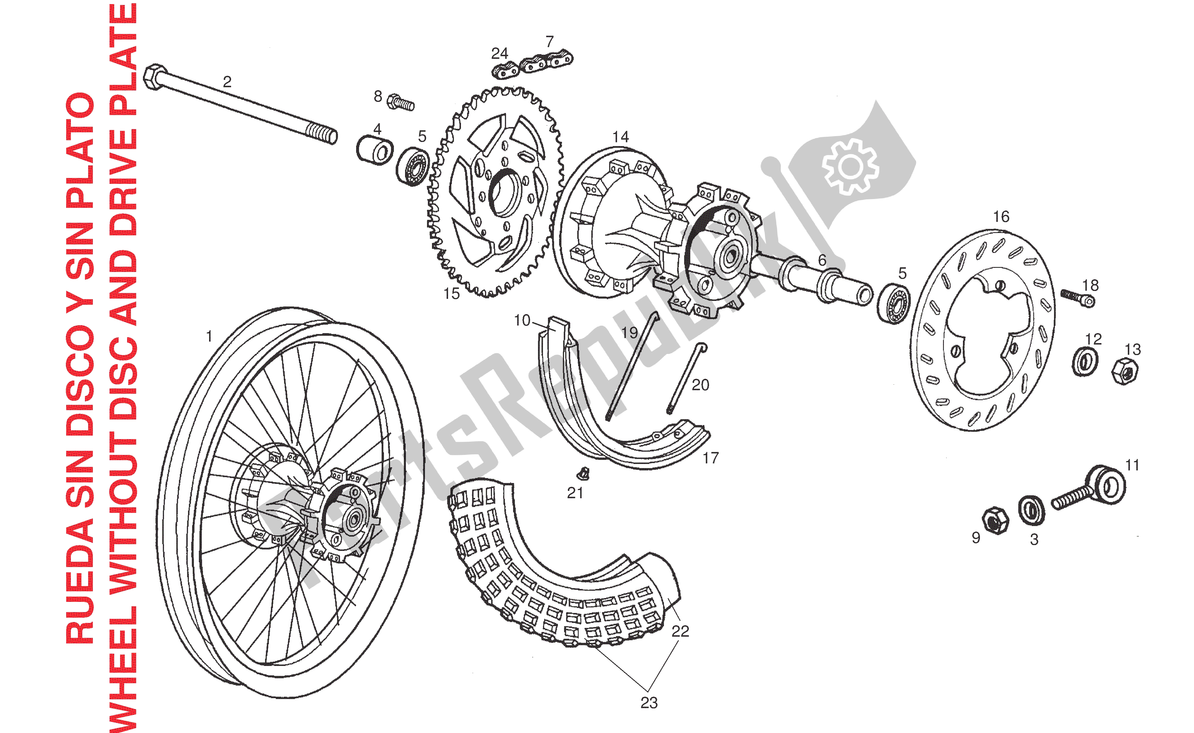 All parts for the Rear Wheel of the Derbi Senda DRD SM 50 2007