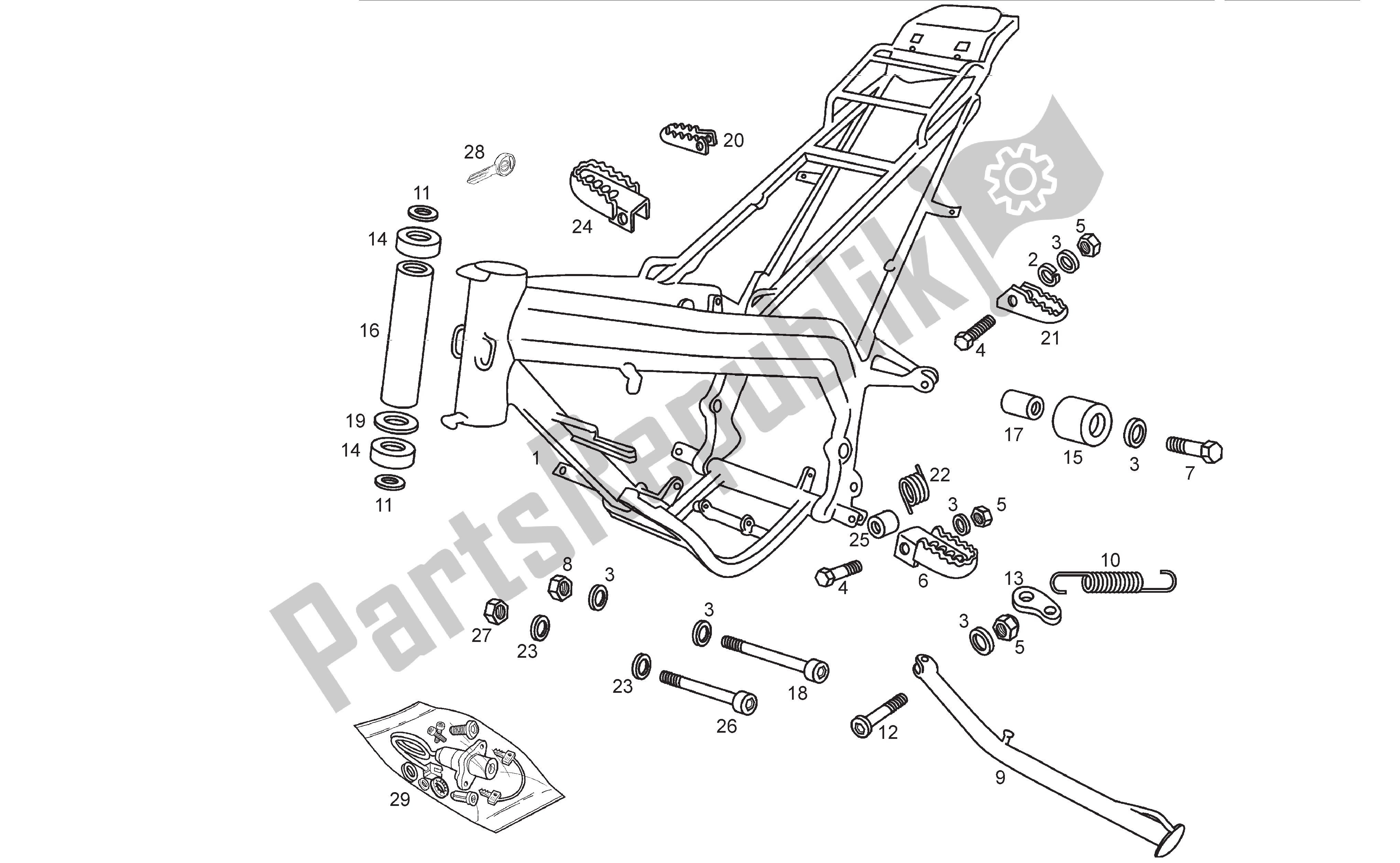 All parts for the Frame of the Derbi Senda SM 50 2003