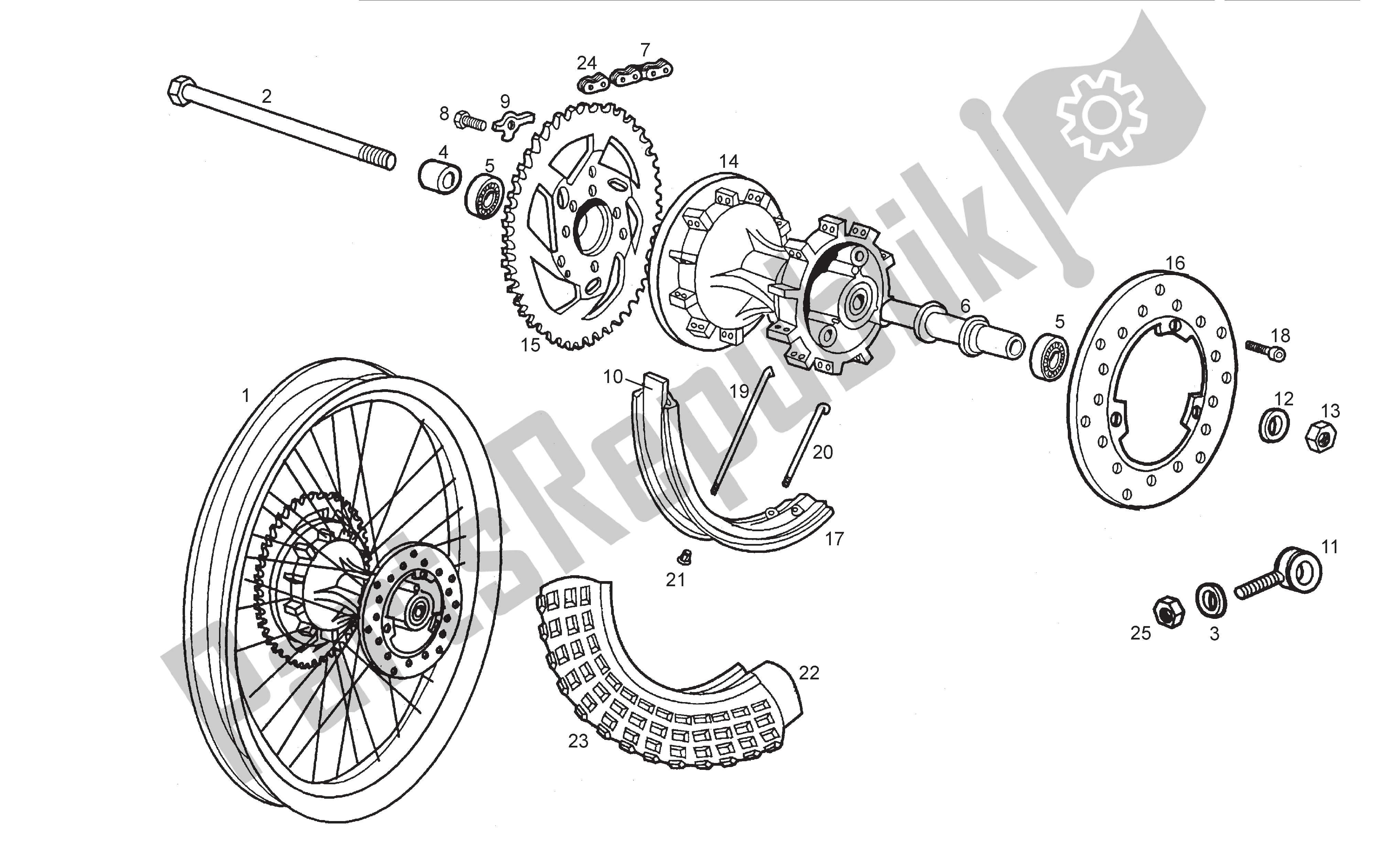 Toutes les pièces pour le Roue Arrière du Derbi Senda SM 50 2003