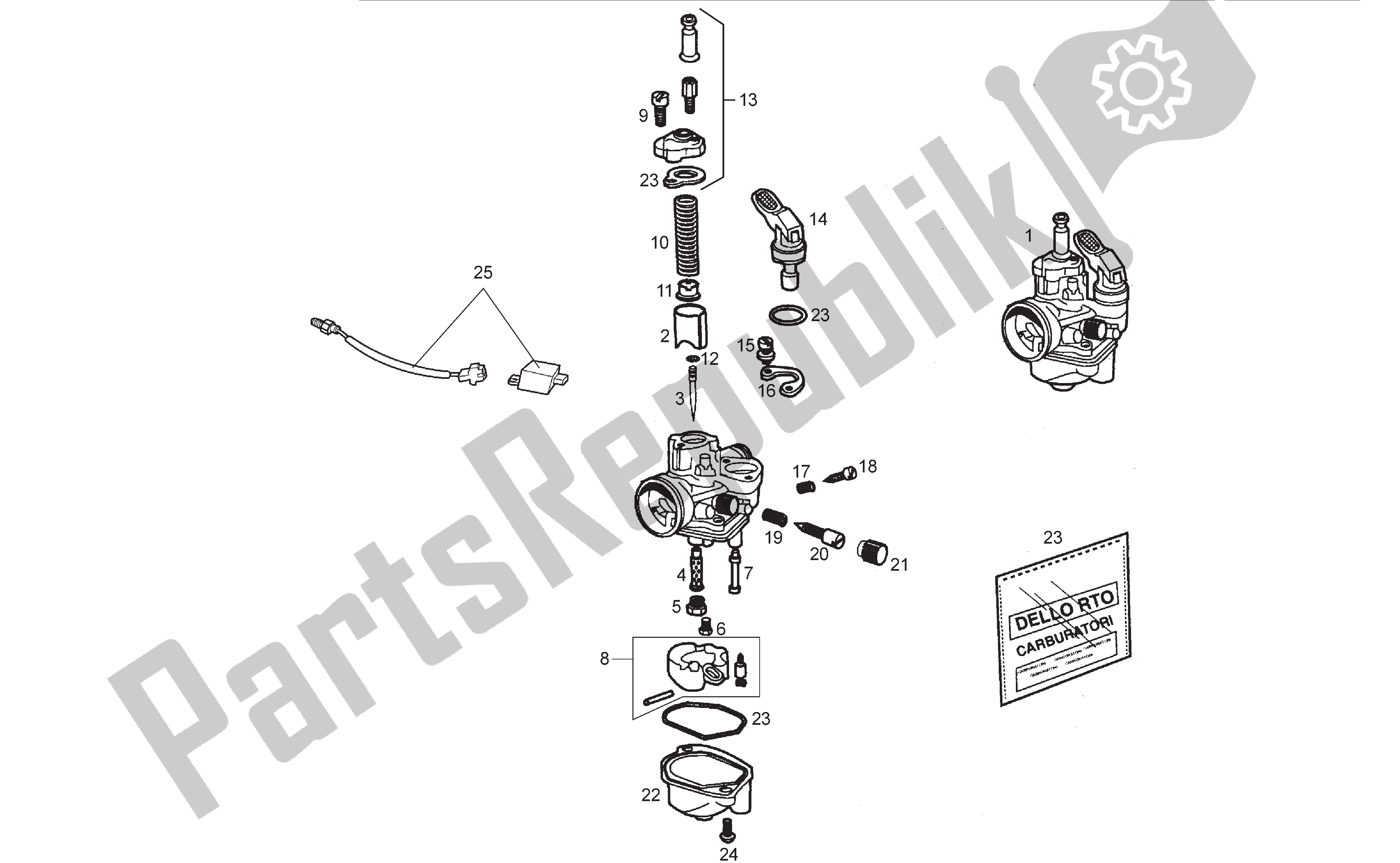 Toutes les pièces pour le Carburateur du Derbi Senda SM 50 2003