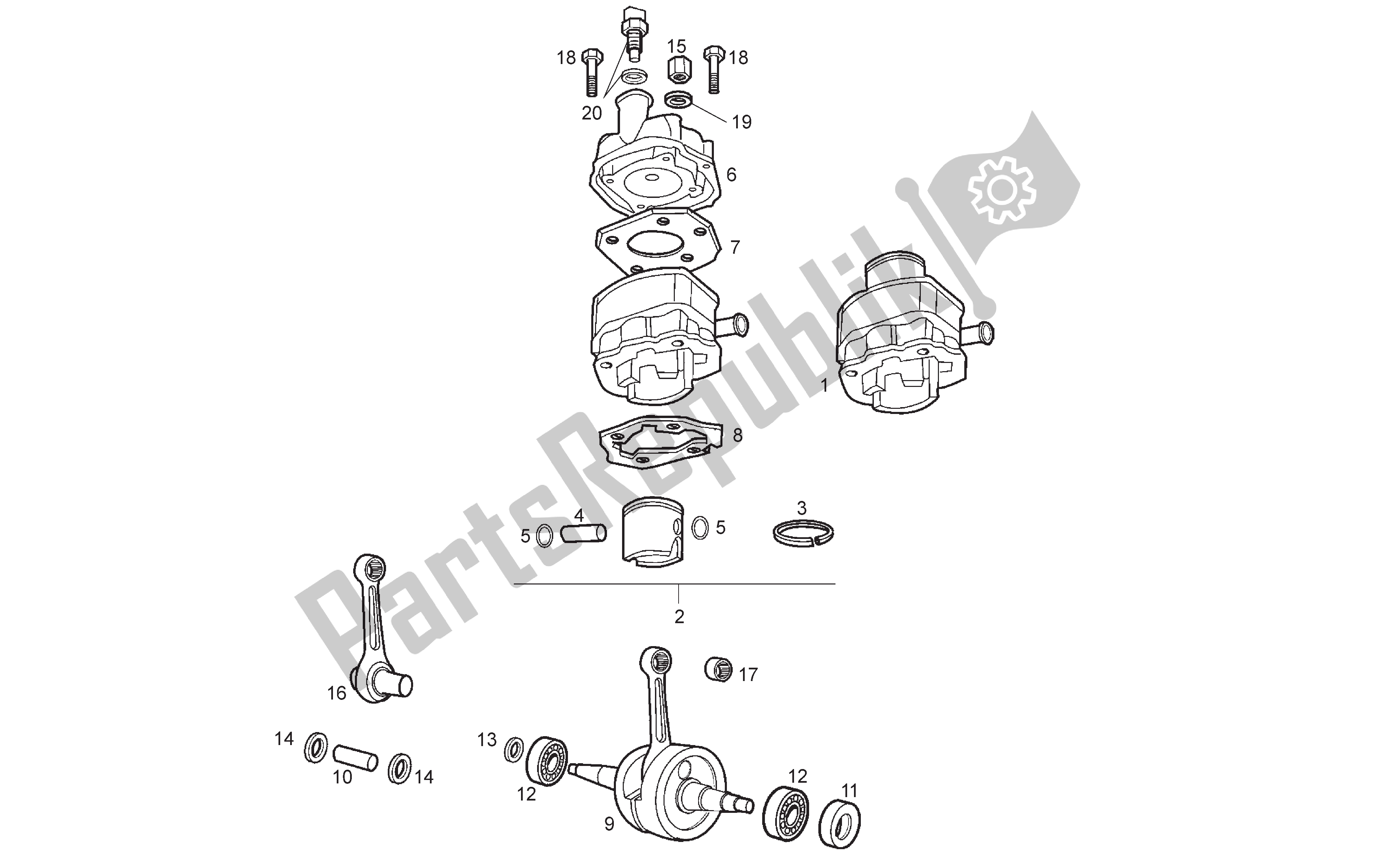 All parts for the Cr Anksha Ft Assy -cylinder And Piston of the Derbi Senda SM 50 2004