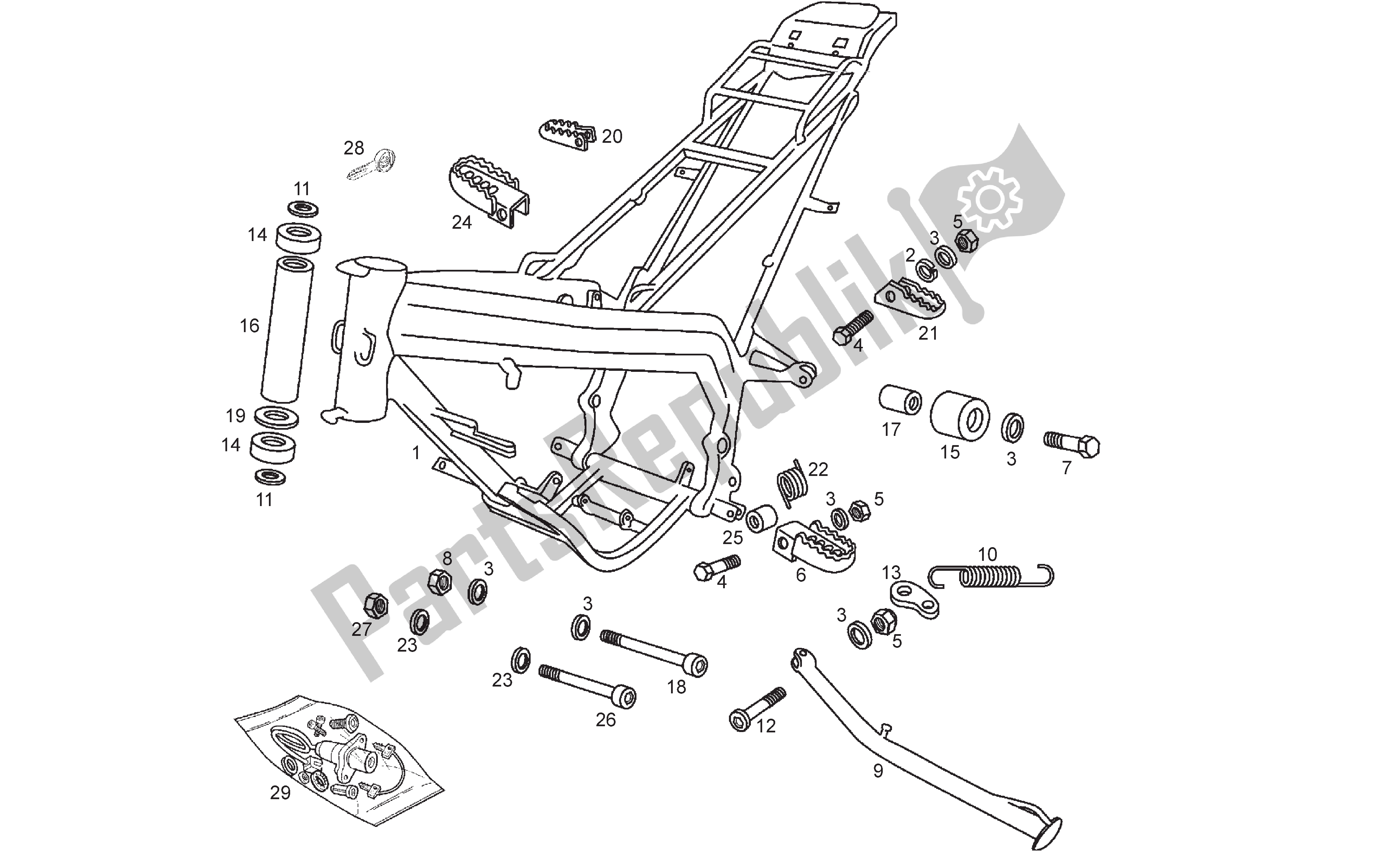 All parts for the Frame of the Derbi Senda SM 50 2004