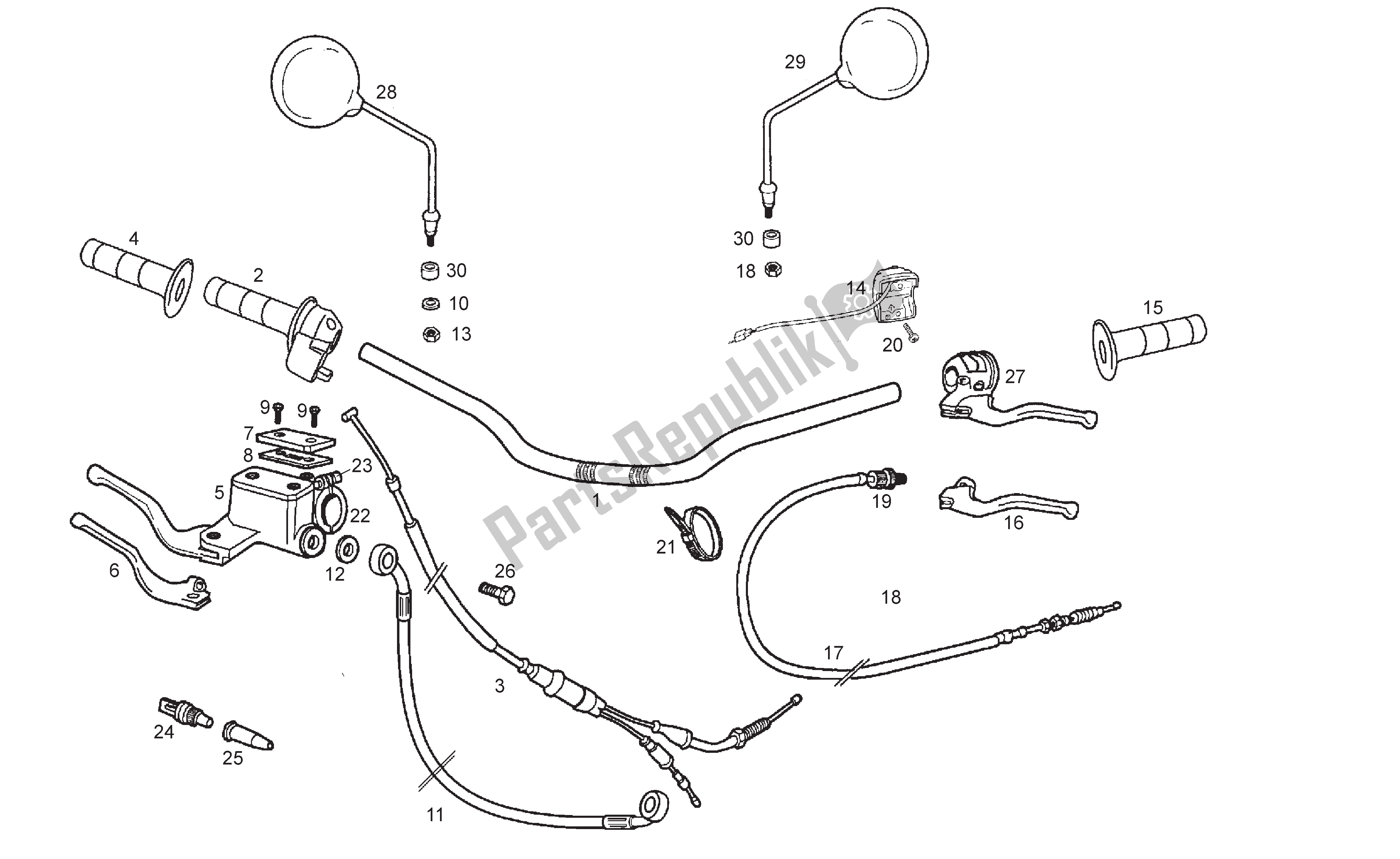 All parts for the Handlebar And Controls of the Derbi Senda R 50 2005