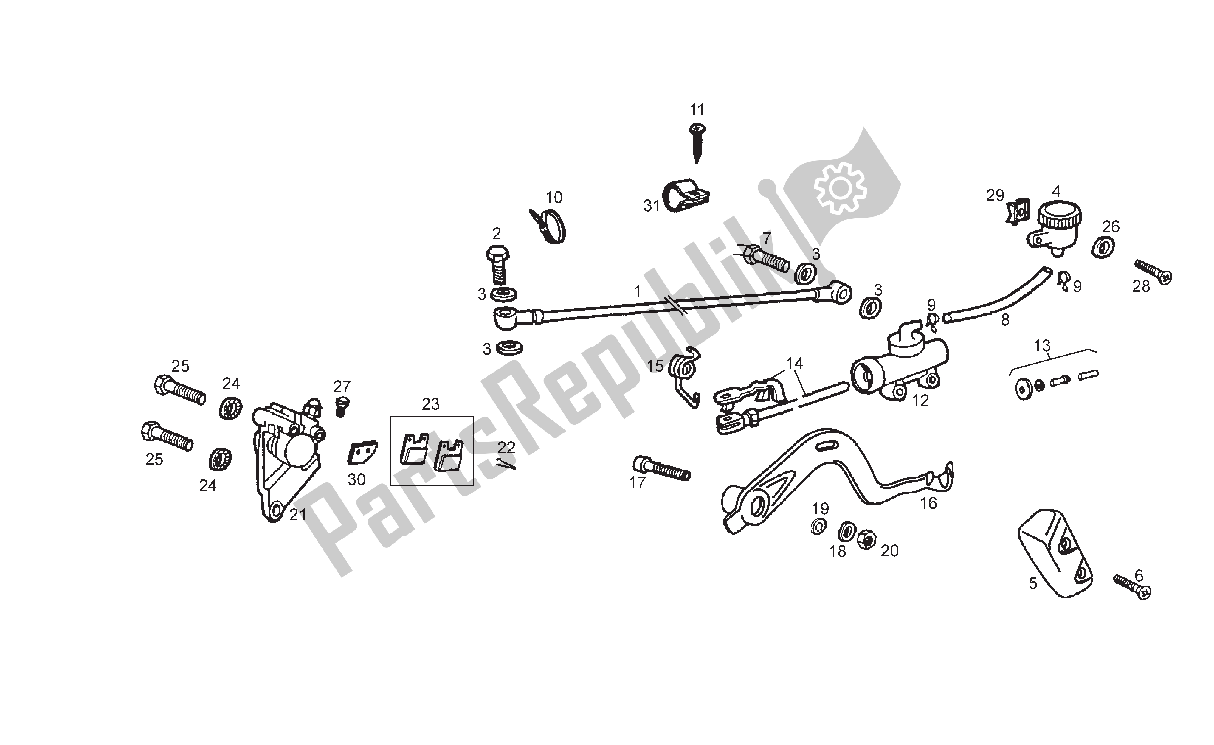 All parts for the Rear Brake of the Derbi Senda R 50 2005