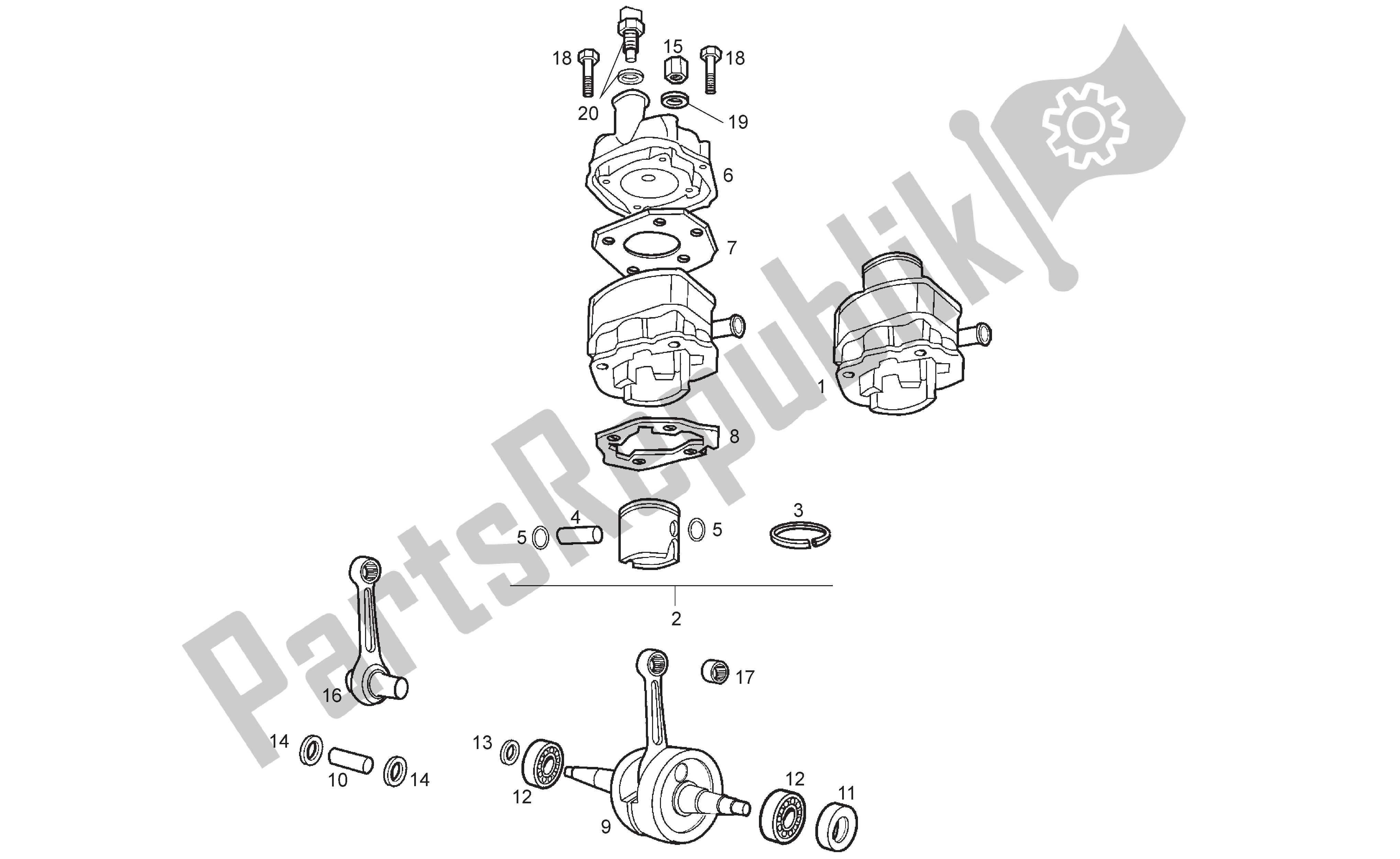All parts for the Cr Anksha Ft Assy -cylinder And Piston of the Derbi Senda R 50 2005