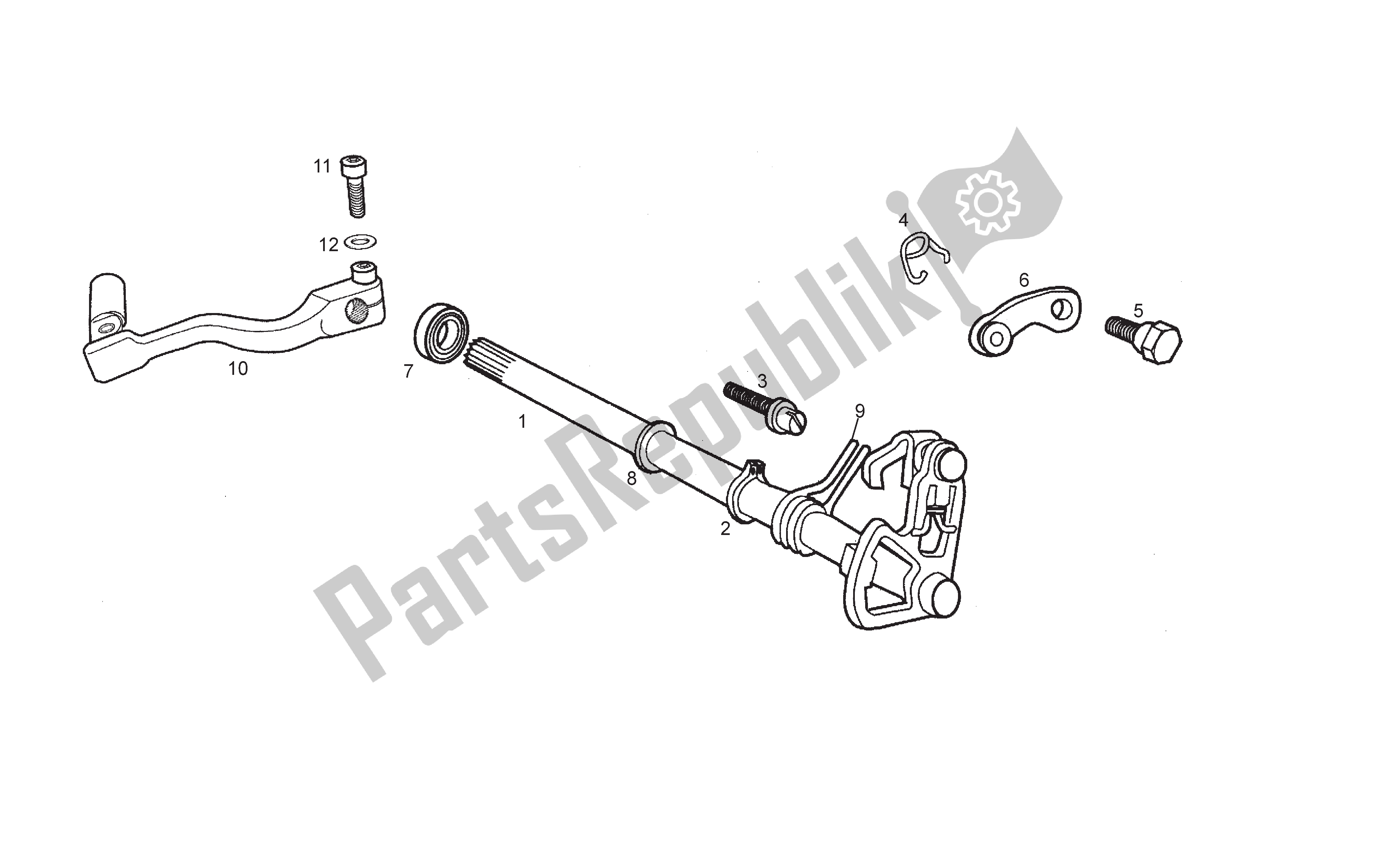 All parts for the Selector Shaft of the Derbi Senda R 50 2005