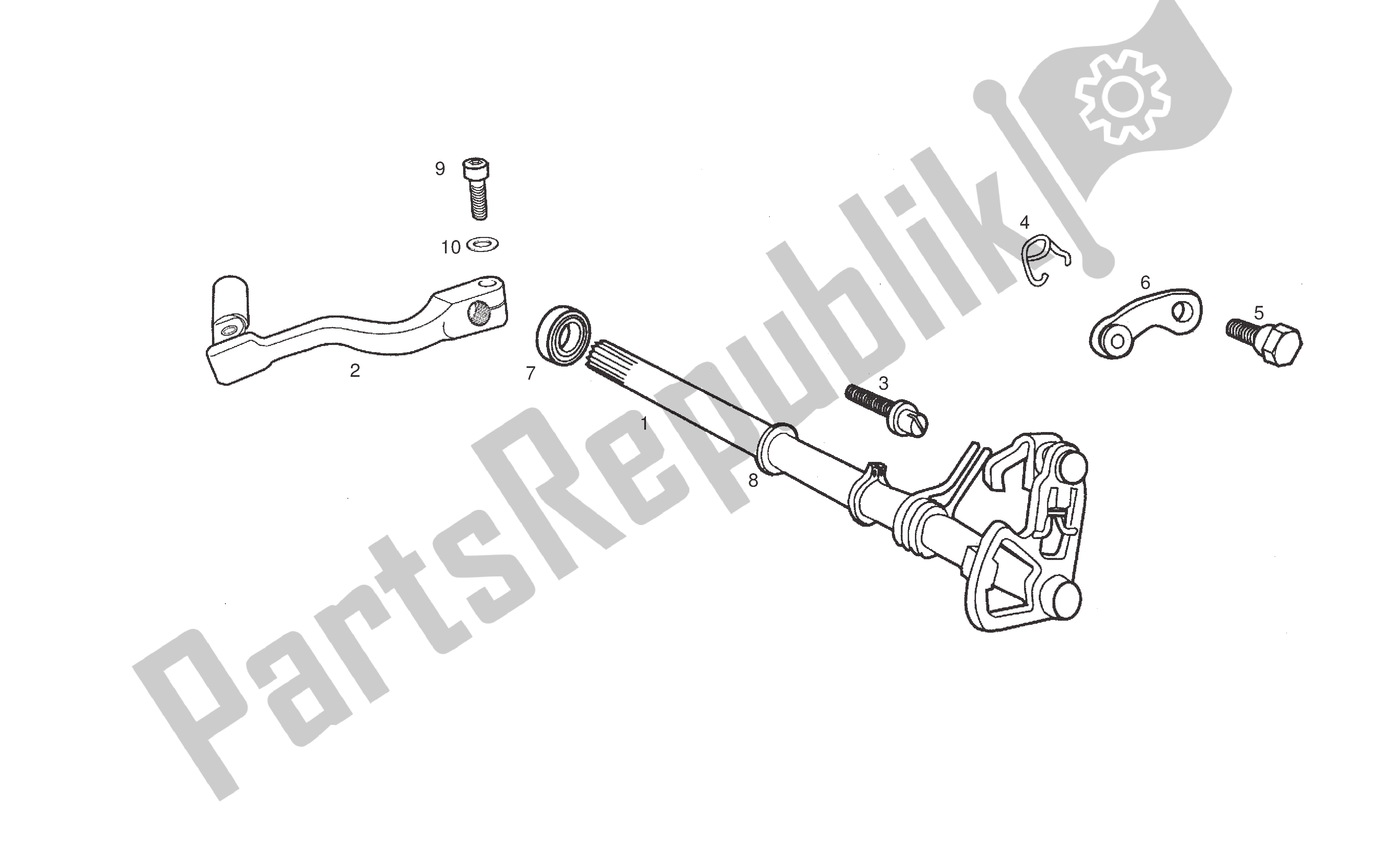 All parts for the Selector Shaft of the Derbi Senda R 50 2006