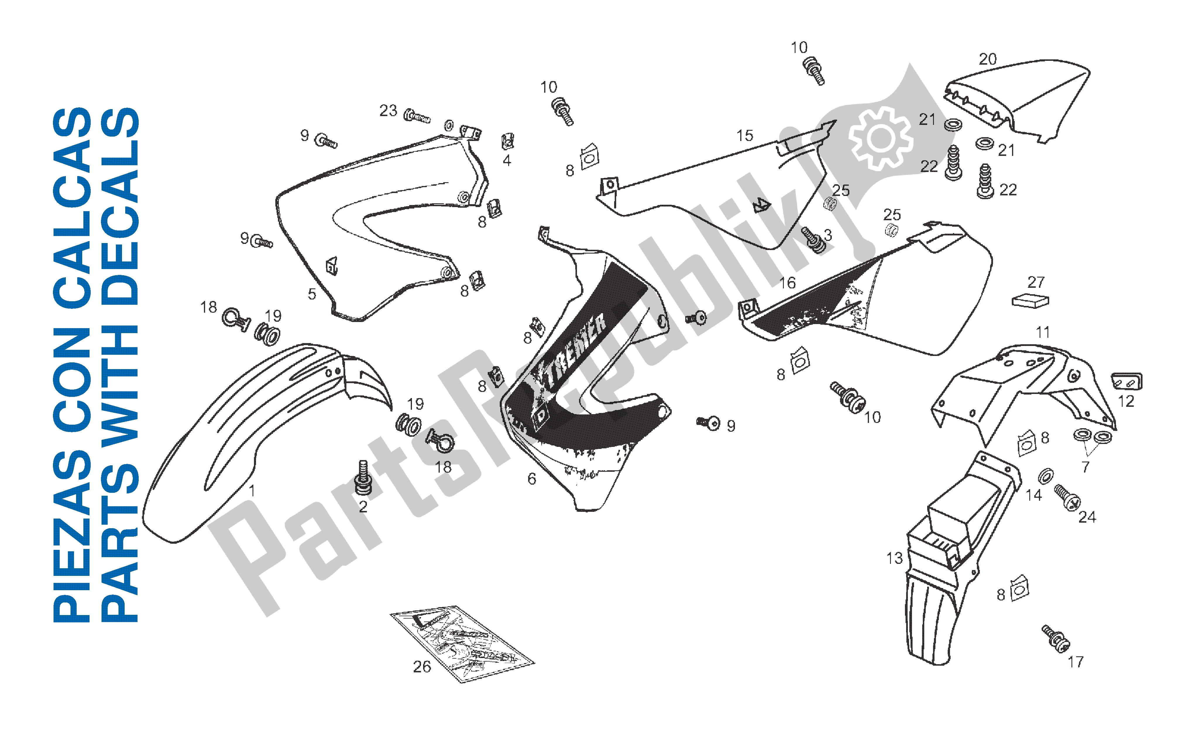 Todas las partes para Piezas De Instalación De Capota de Derbi Senda R 50 2007