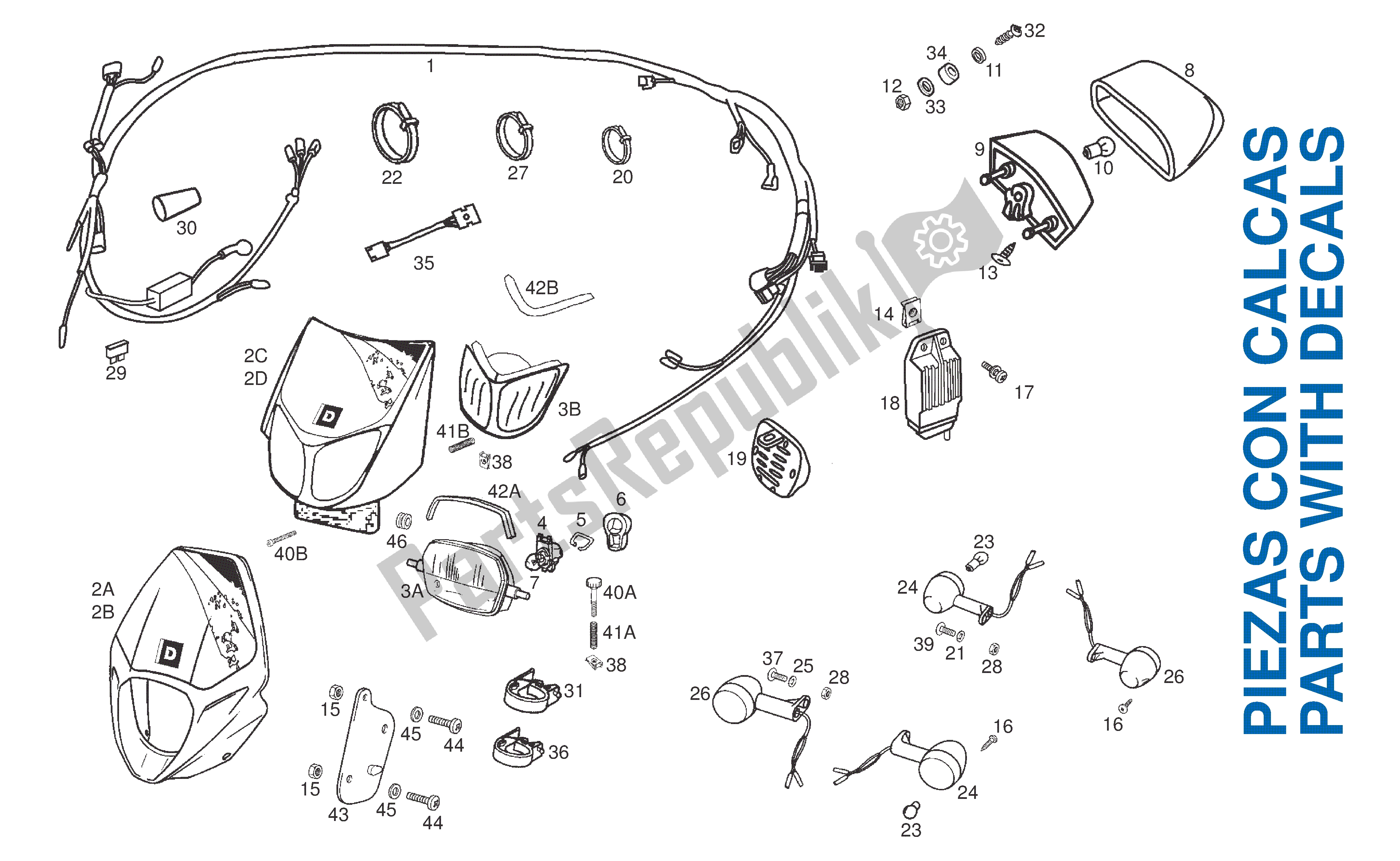 All parts for the Lighting Equipment of the Derbi Senda R 50 2007