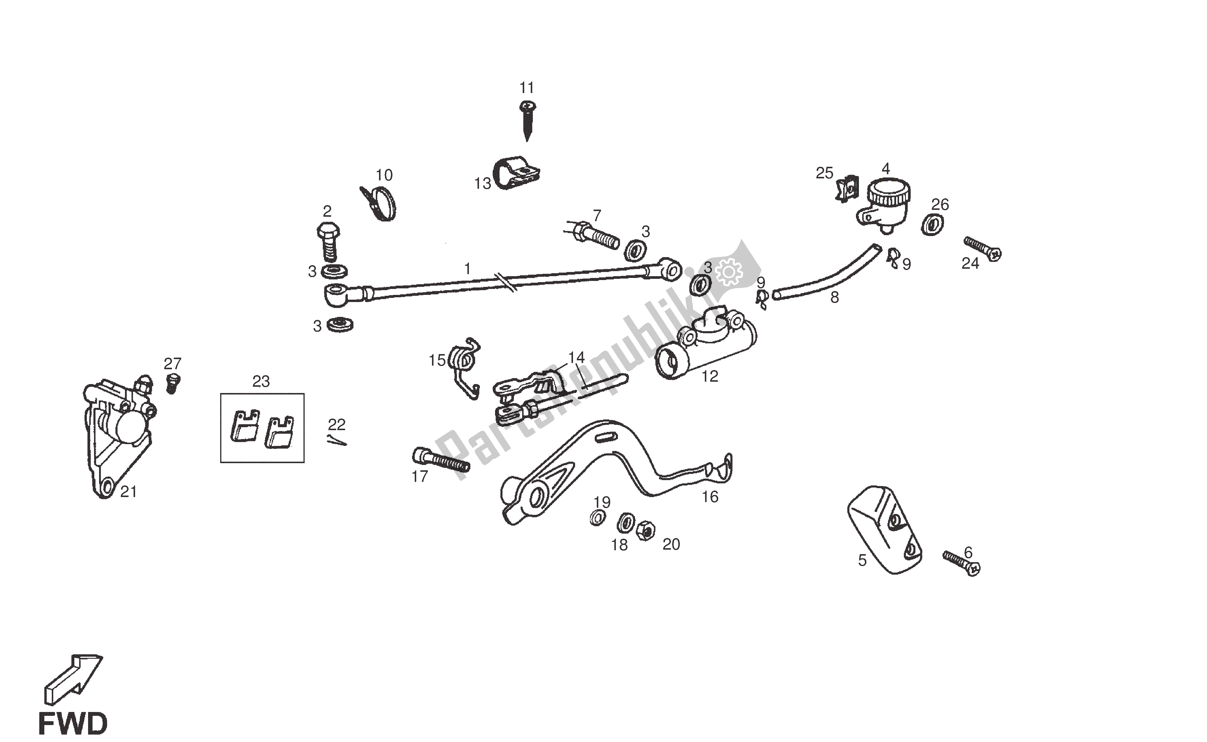 Todas as partes de Freio Traseiro do Derbi Senda R 50 2007