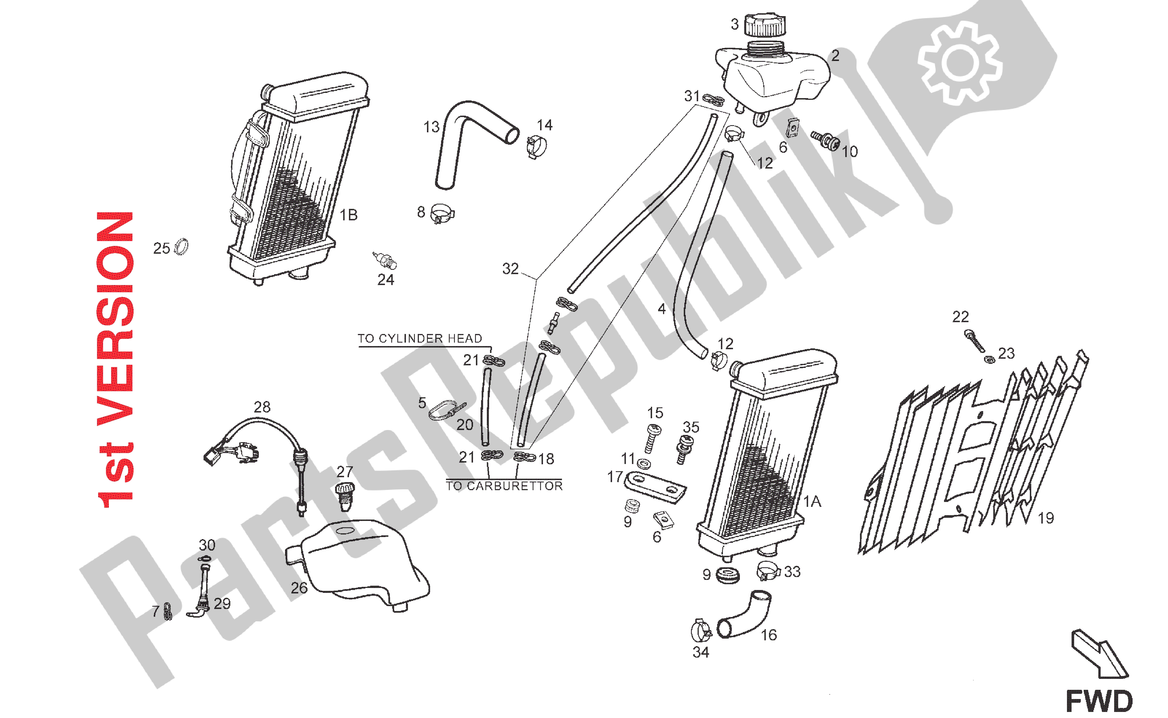 Todas las partes para Sistema De Refrigeración (primera Versión) de Derbi Senda R 50 2007