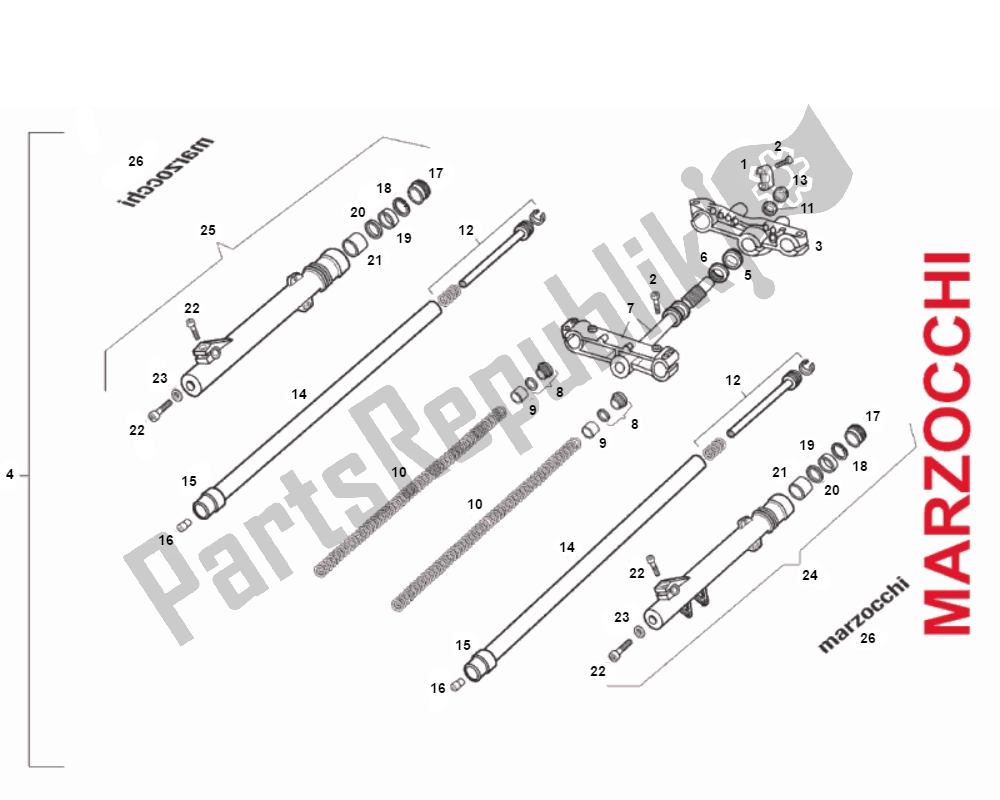 Toutes les pièces pour le Fourche Avant du Derbi Senda SM DRD 2006 N. M. 50 2006