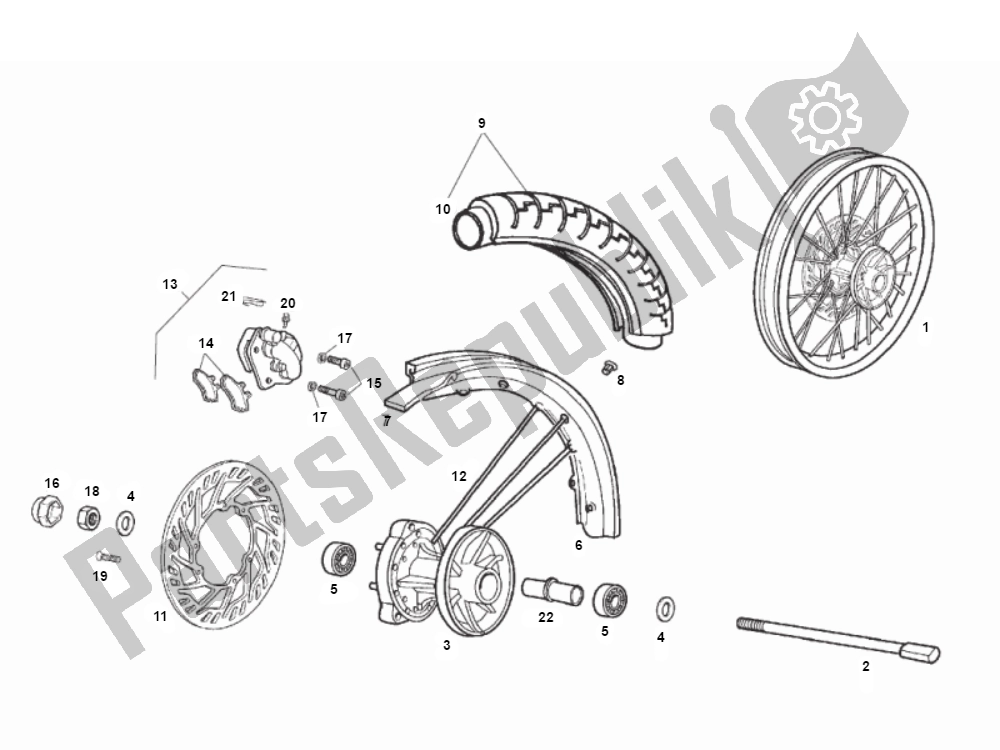 Toutes les pièces pour le Roue Avant du Derbi Senda SM DRD 2006 N. M. 50 2006