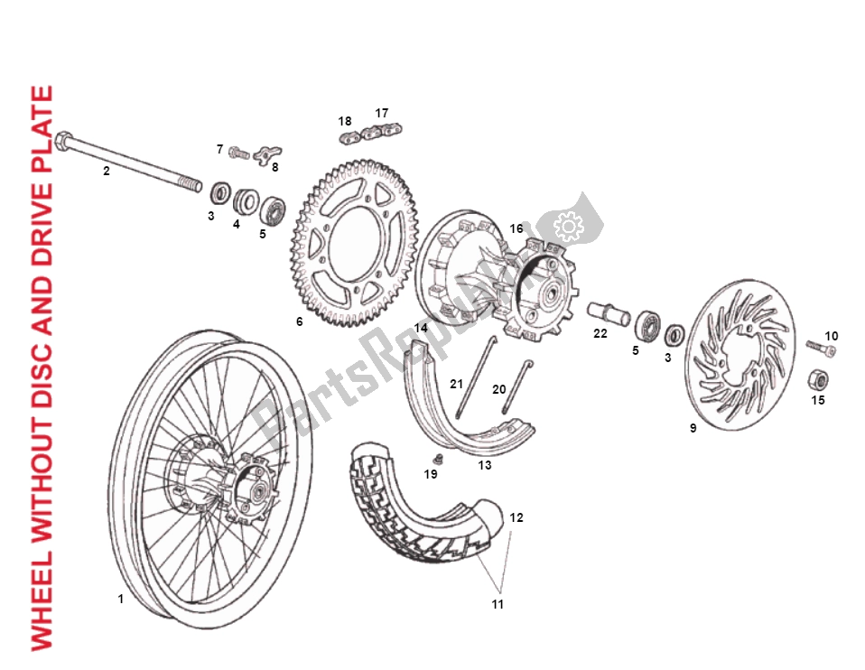 Toutes les pièces pour le Roue Arrière du Derbi Senda SM DRD 2006 N. M. 50 2006