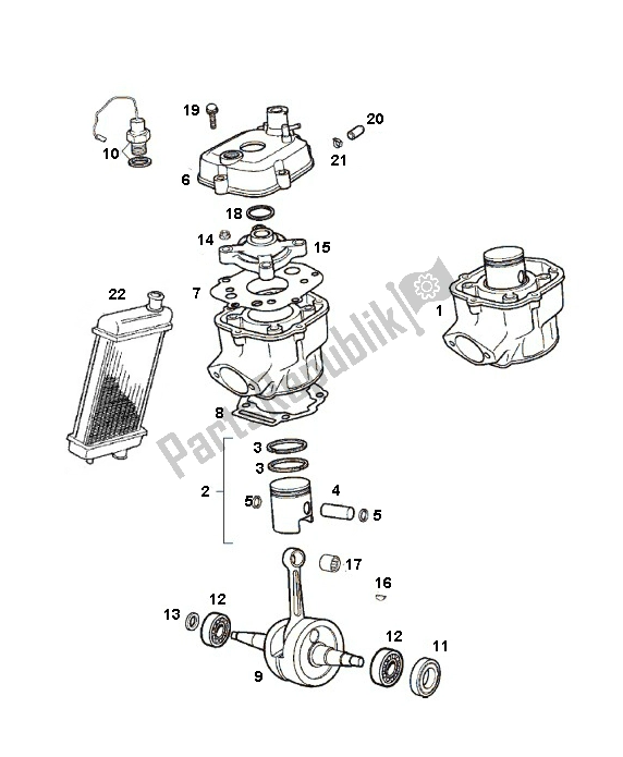 All parts for the Cilinder/krukas of the Derbi Senda SM DRD 2006 N. M. 50 2006