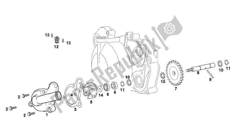 Toutes les pièces pour le Pompe à Eau du Derbi Senda SM DRD 2006 N. M. 50 2006