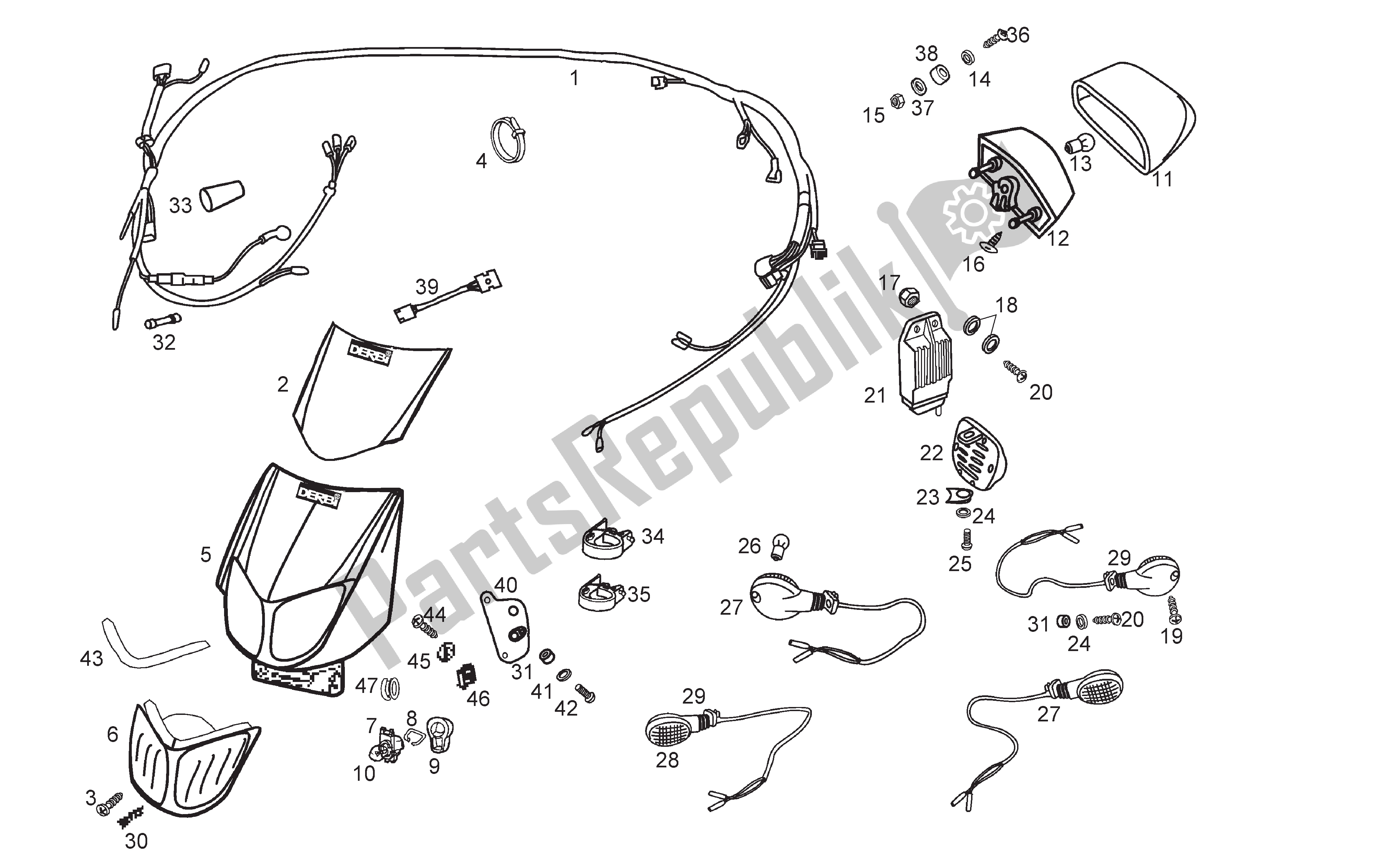 Toutes les pièces pour le Systeme électrique du Derbi Senda R 50 2003