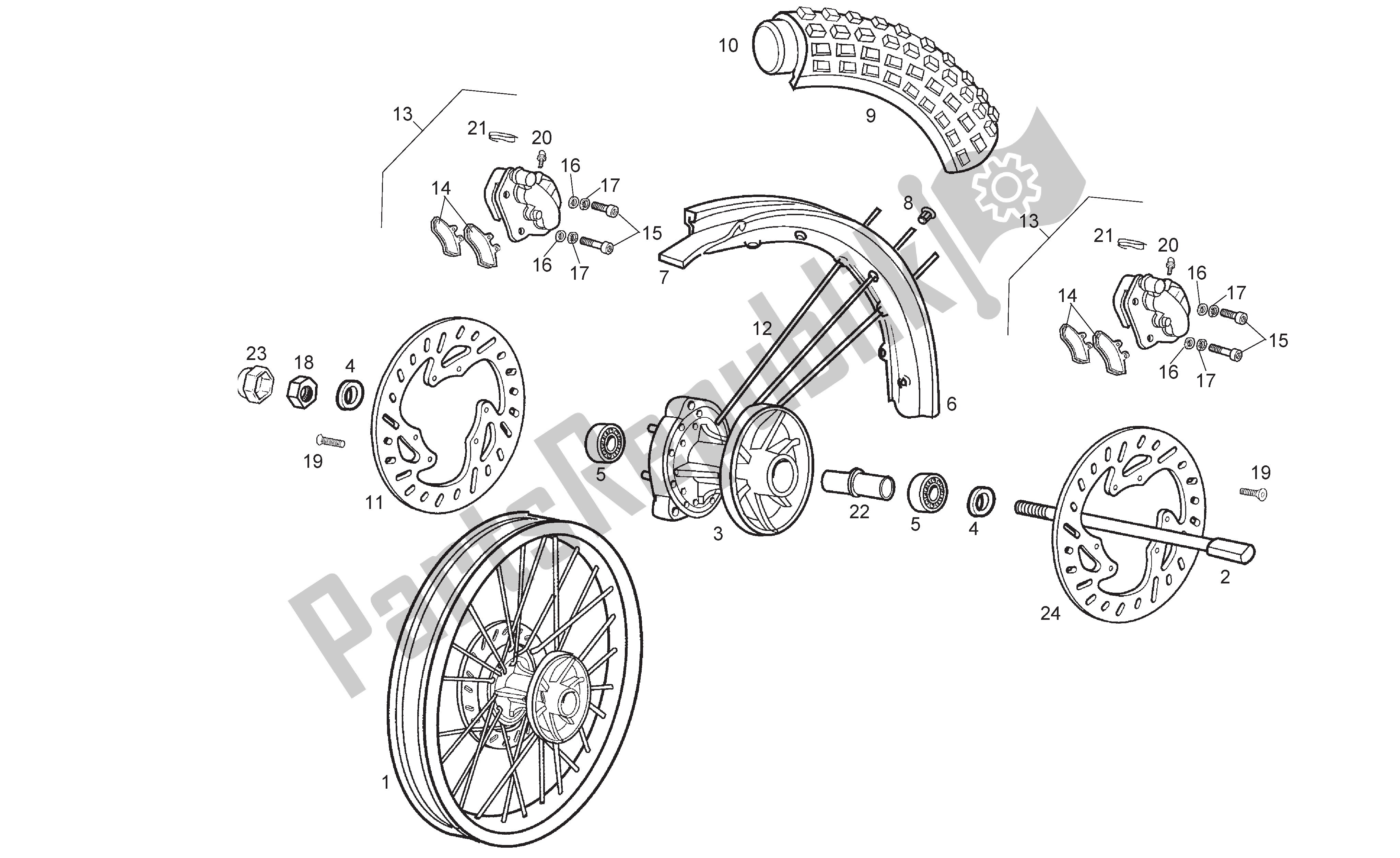 Toutes les pièces pour le Roue Avant du Derbi Senda R 50 2003