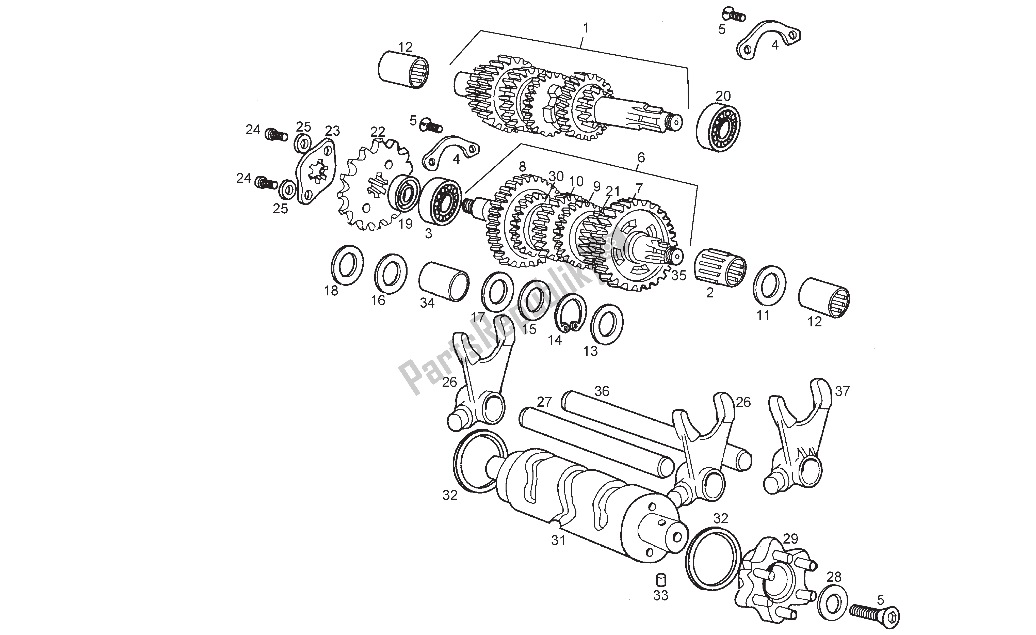 All parts for the Drive Shaft of the Derbi Senda R 50 2003