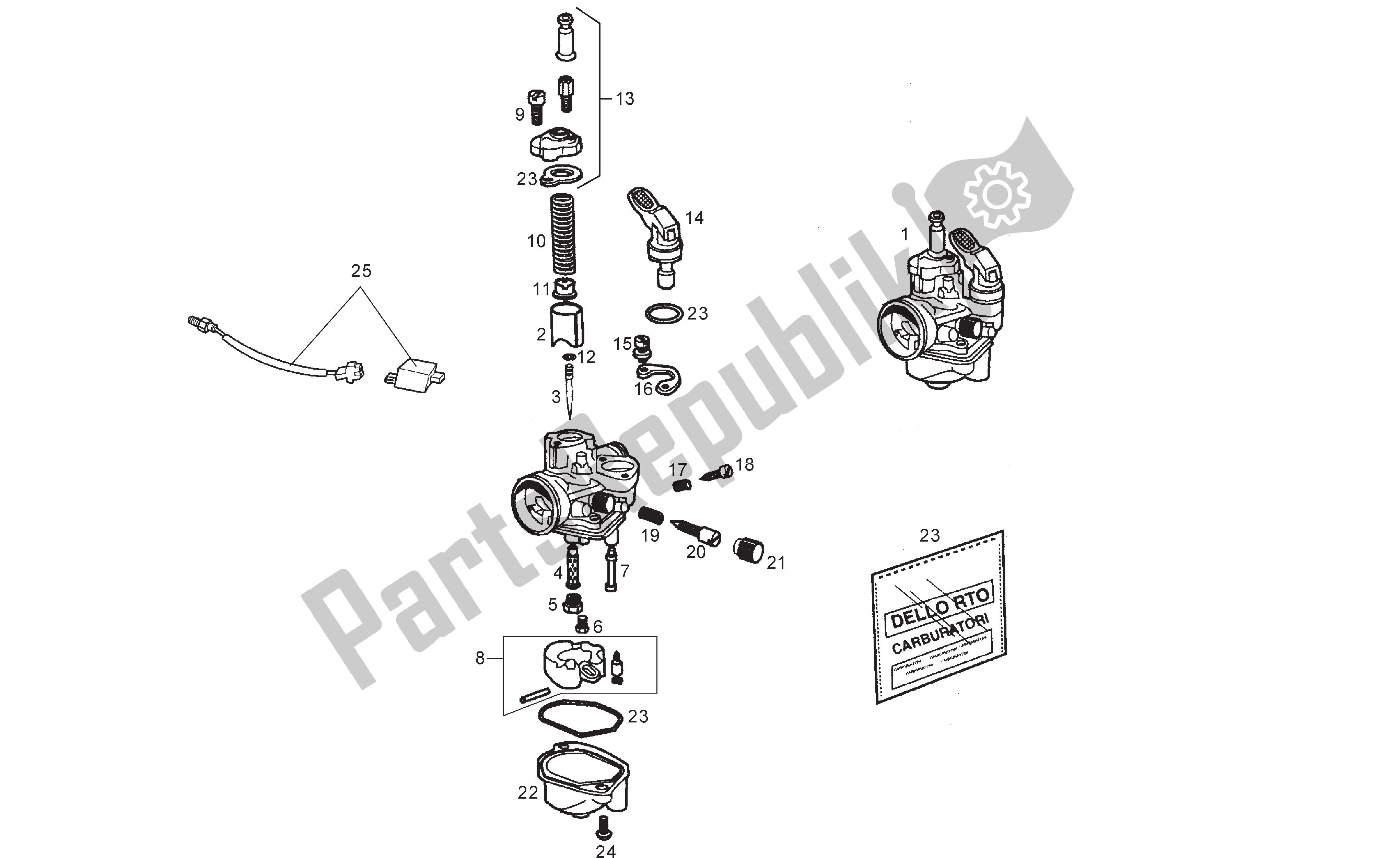 Toutes les pièces pour le Carburateur du Derbi Senda R 50 2003