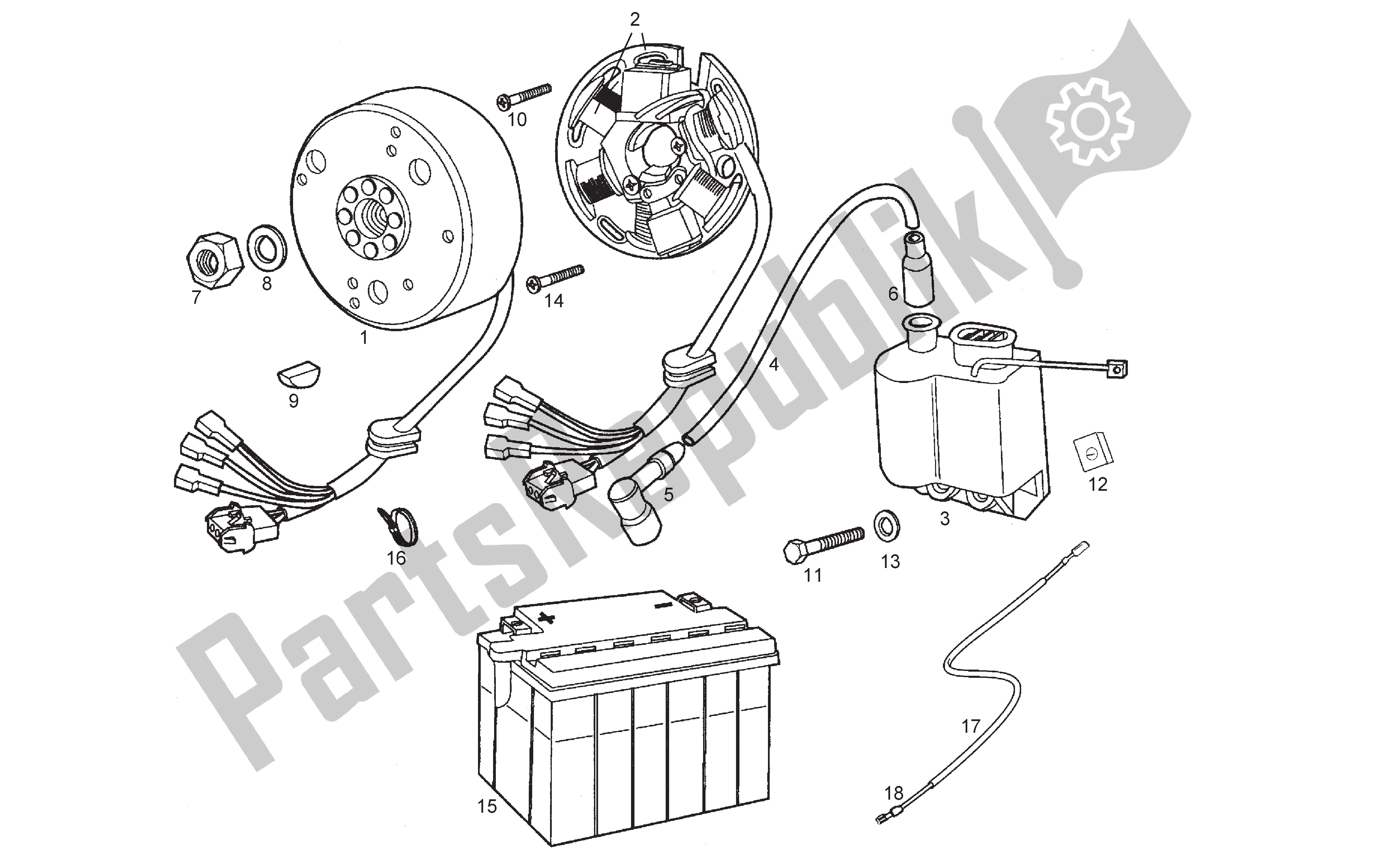 Toutes les pièces pour le Ensemble Magnéto du Derbi Senda R 50 2003