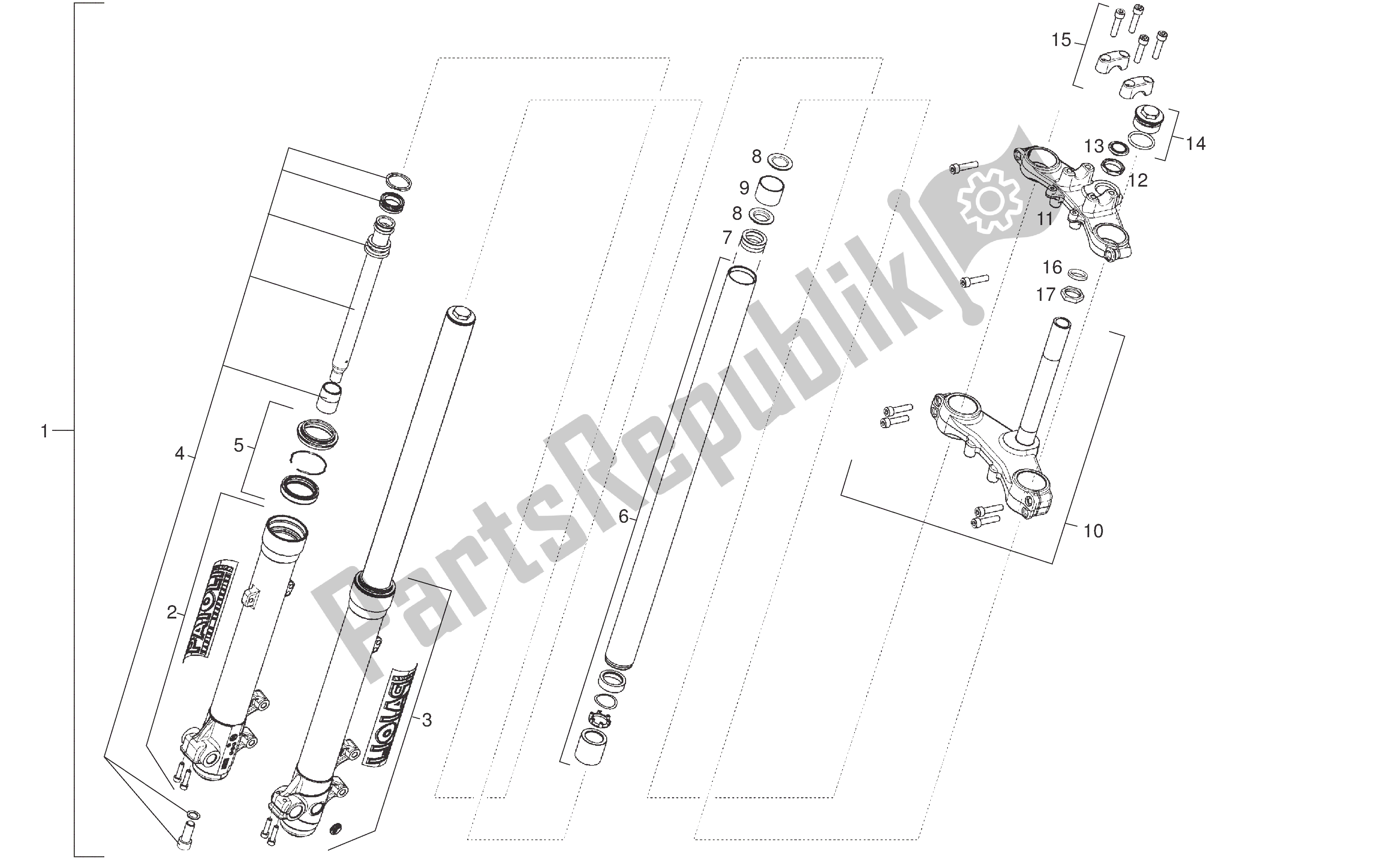 Todas as partes de Garfo Dianteiro do Derbi Senda R 50 2005