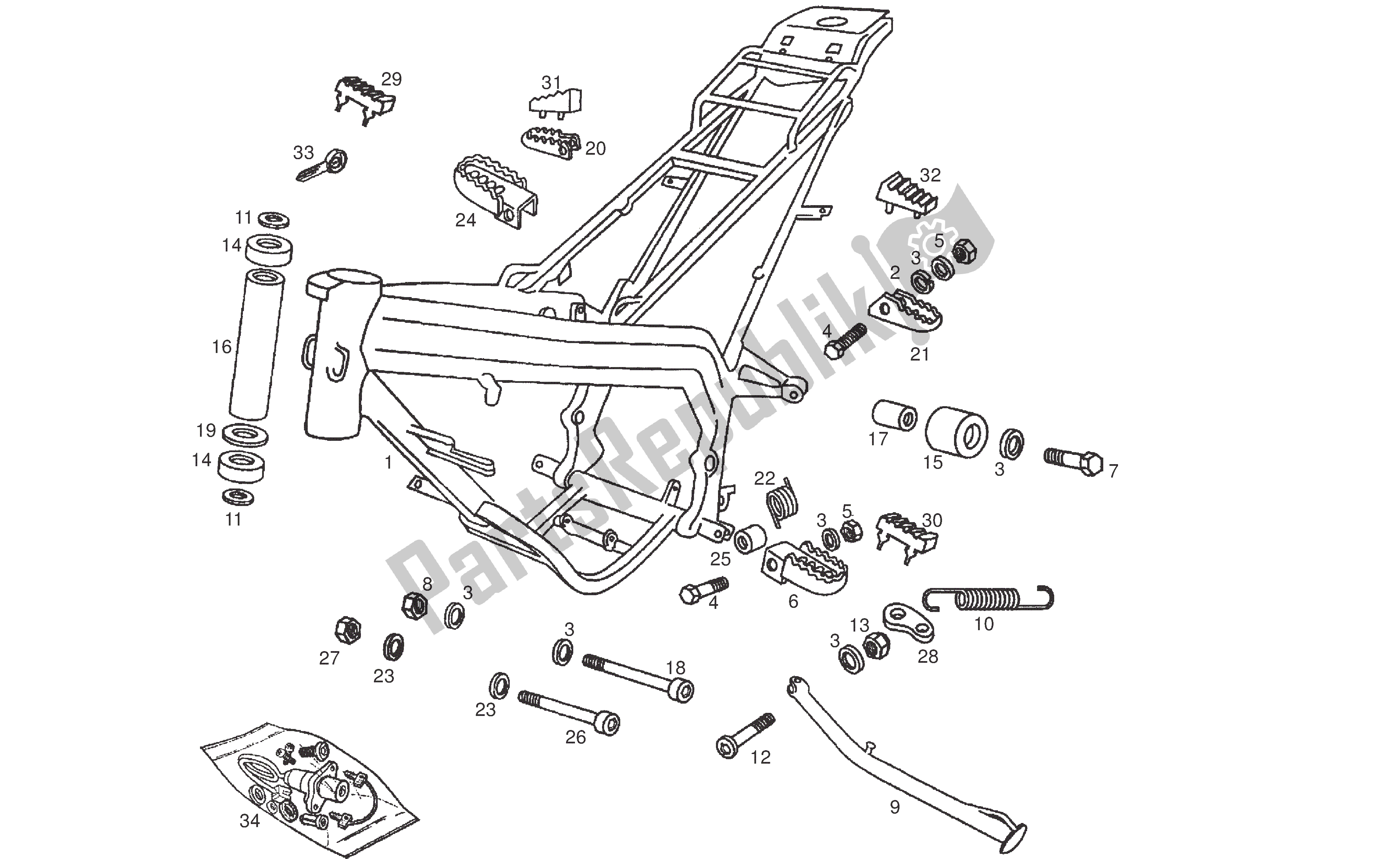 All parts for the Frame of the Derbi Senda R 50 2005