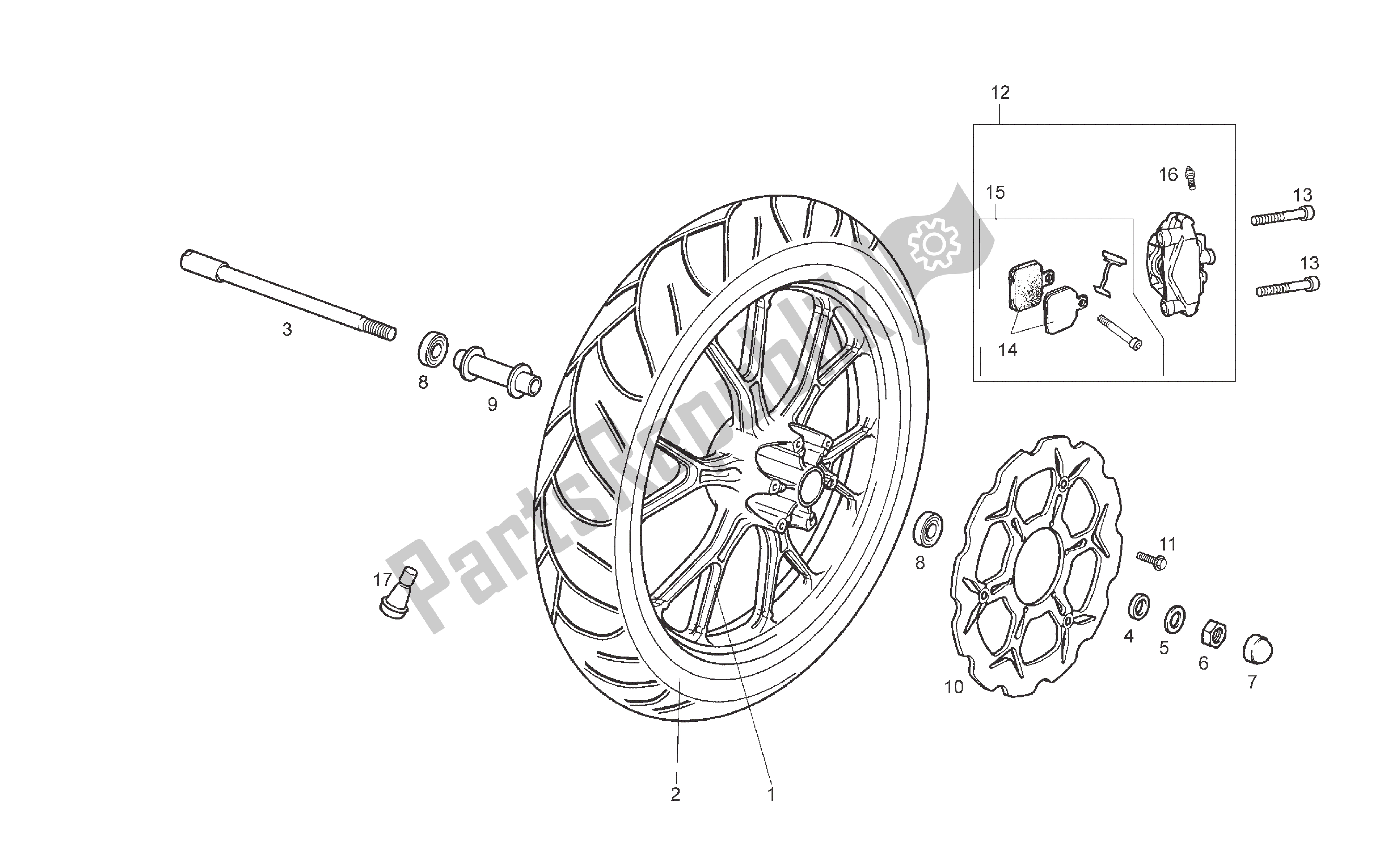 Toutes les pièces pour le Roue Avant du Derbi Senda R 50 2008