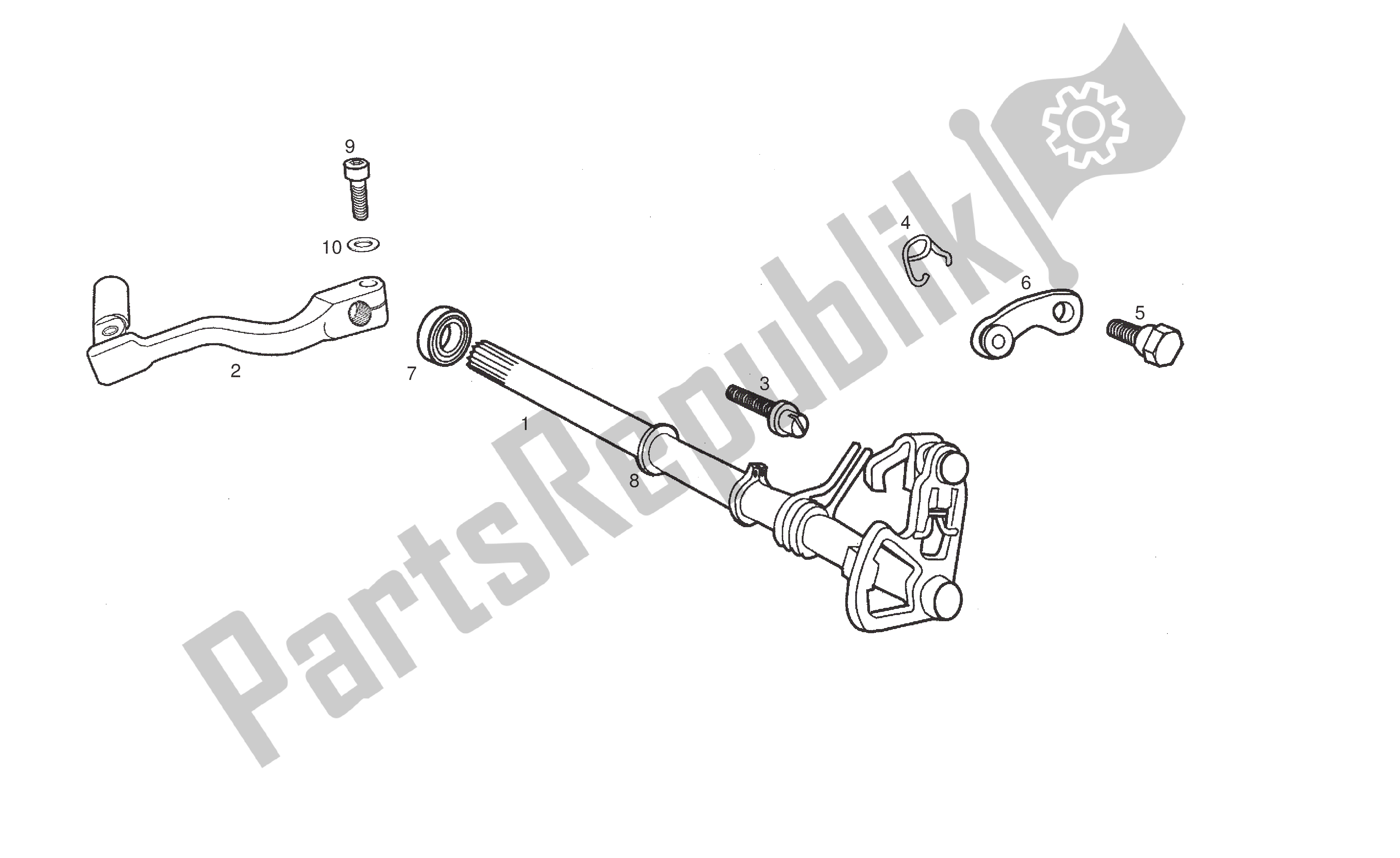 All parts for the Selector Shaft of the Derbi Senda R 50 2008