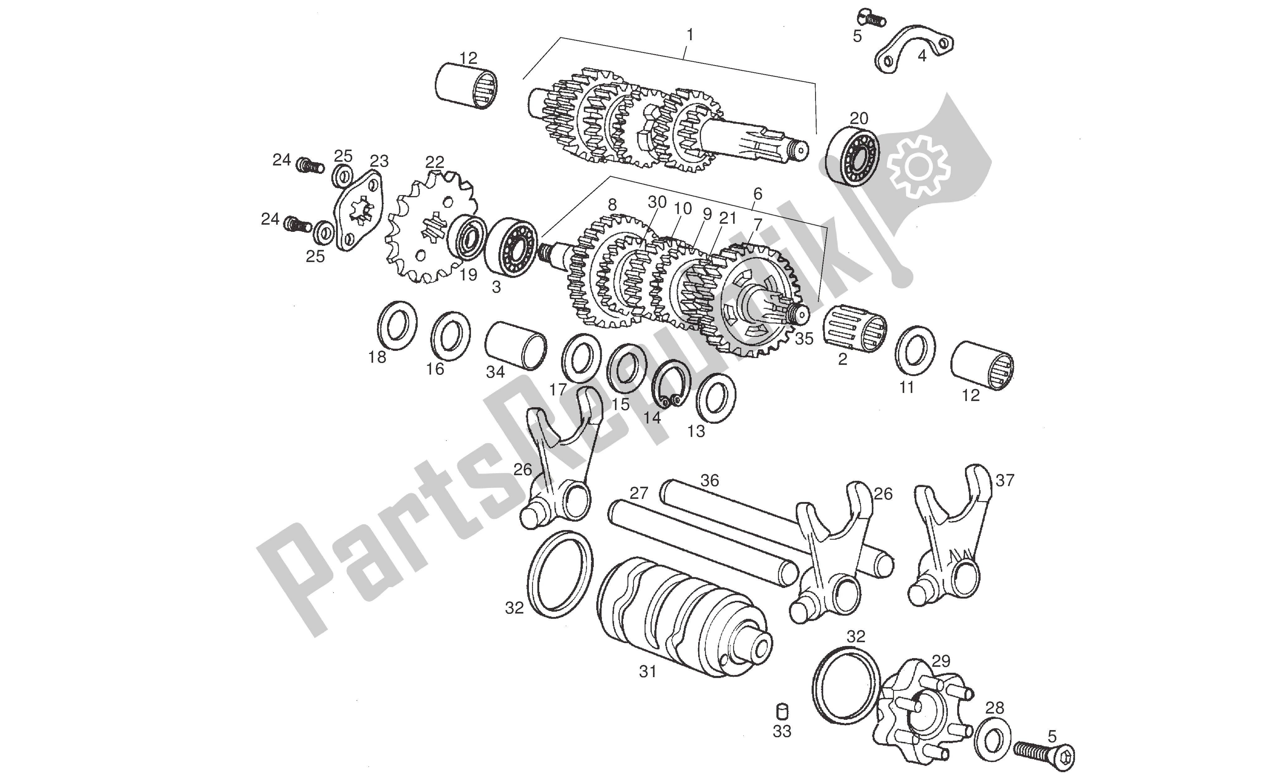 All parts for the Drive Shaft of the Derbi Senda R 50 2008